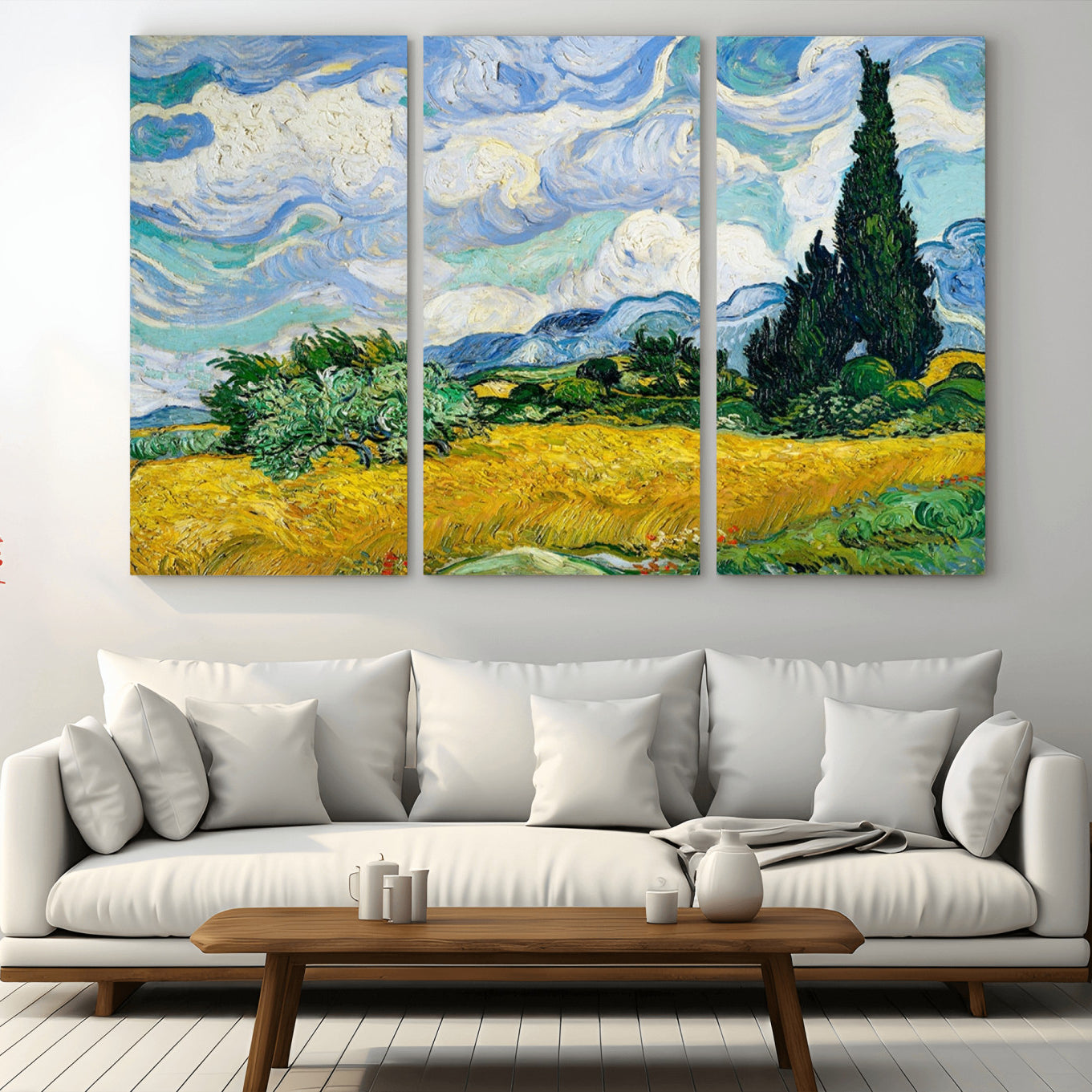 97252-MGV-CV-36X24-Wheatfield With Cypresses By Van Gogh Painting Wall Art Canvas, Wheatfield With Cypresses Canvas