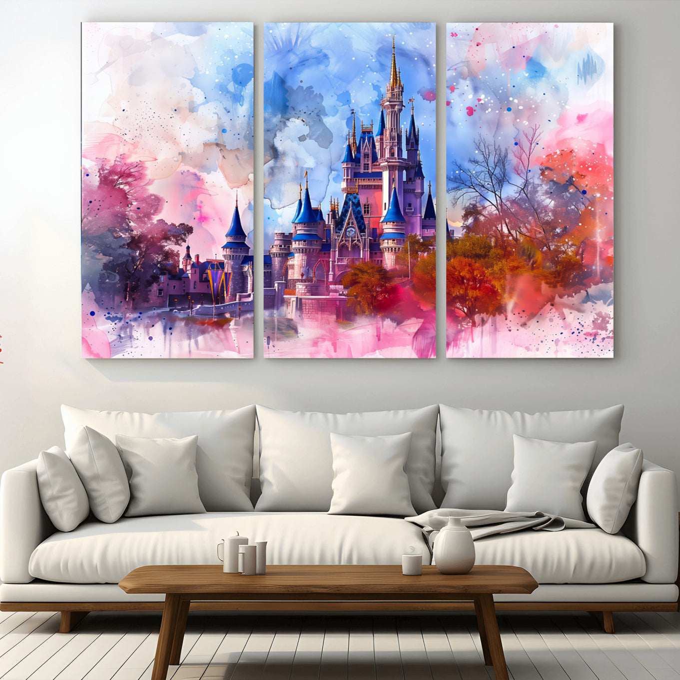58662-MGV-CV-36X24-Disney Wall Art: Dreamy Watercolor Cinderella Castle Canvas Print