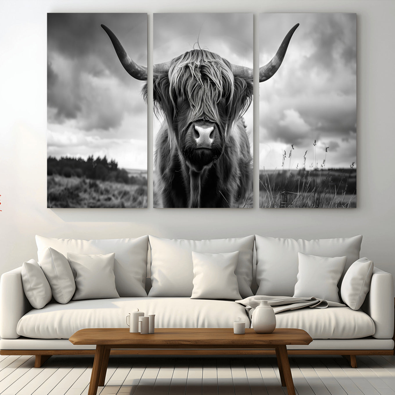 -Scottish Cow Wall Art Canvas Print | Longhorn Wall Art | Bighorn Animal Wall Art