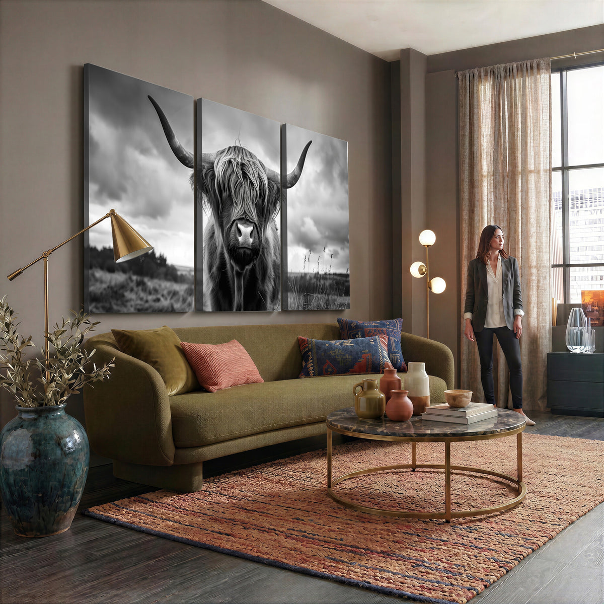 17924-_Poster-30x20 - Scottish Cow Wall Art Canvas Print, Longhorn Wall Art