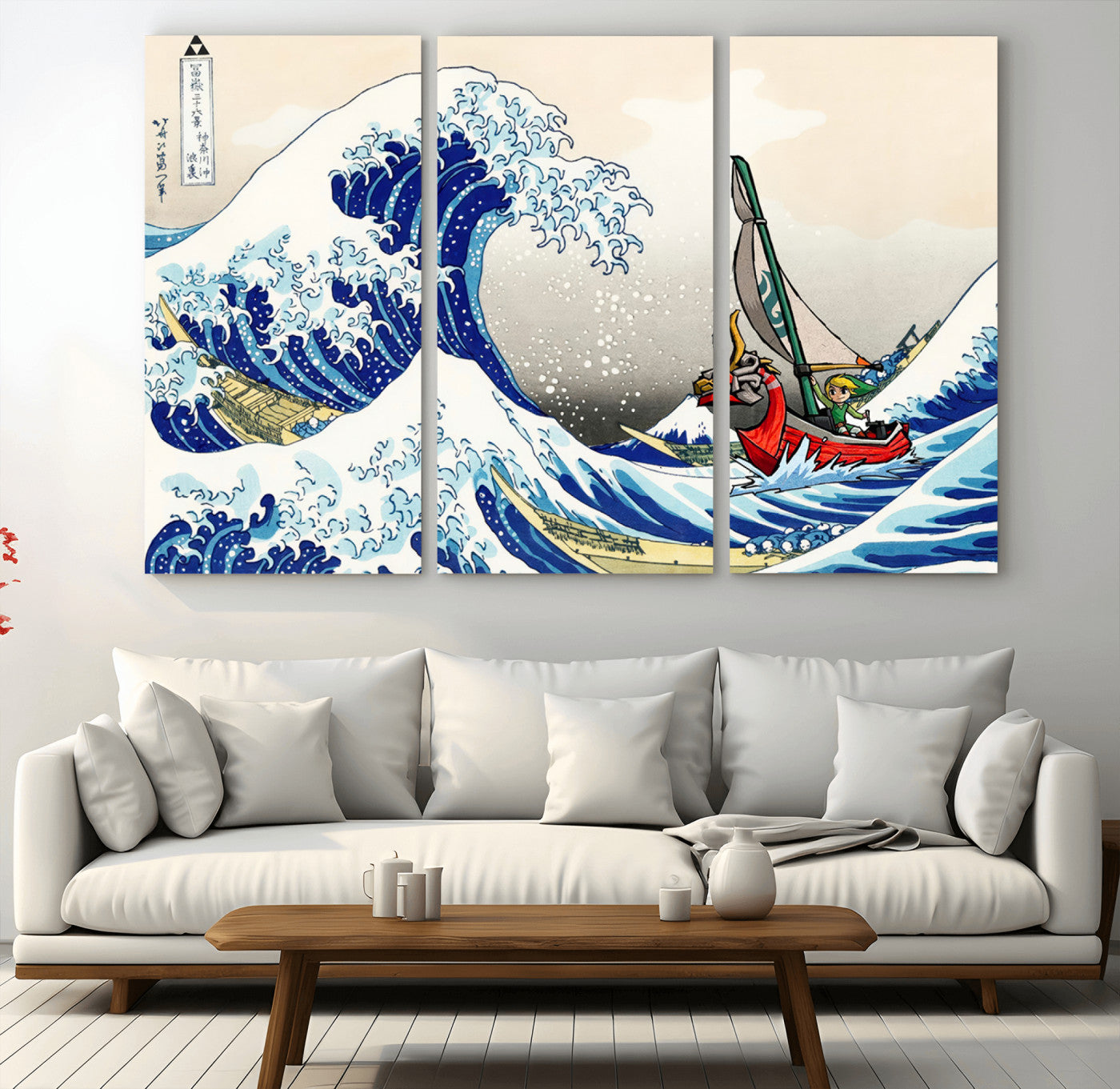 19450-MGV-CV-36X24-Katsushika Hokusai Kanagawa Giant Wave Wall Art Canvas Print | Iconic Japanese Art for Living Room