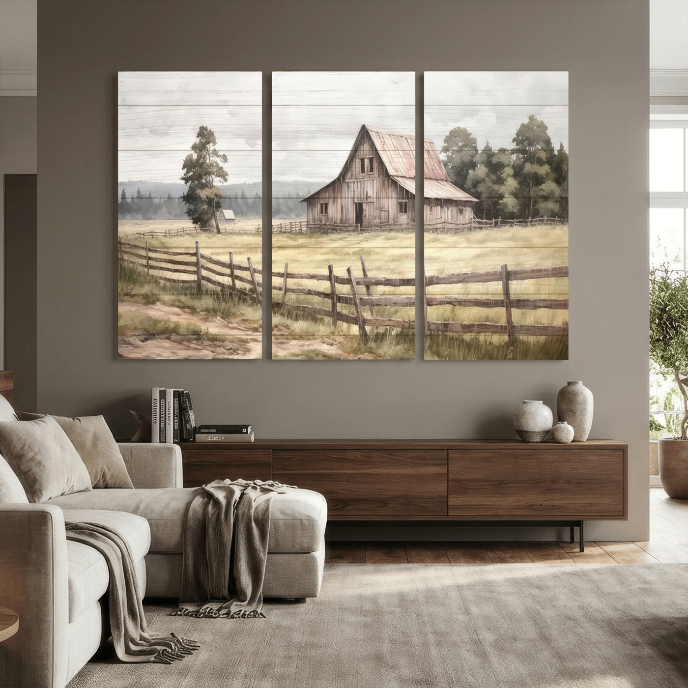 87489-MGV-CV-36X24 - Rustic Farmhouse Barn Wall Art | Framed Gallery Wrap Barn Giclee Canvas Print for Farmhouse Decor