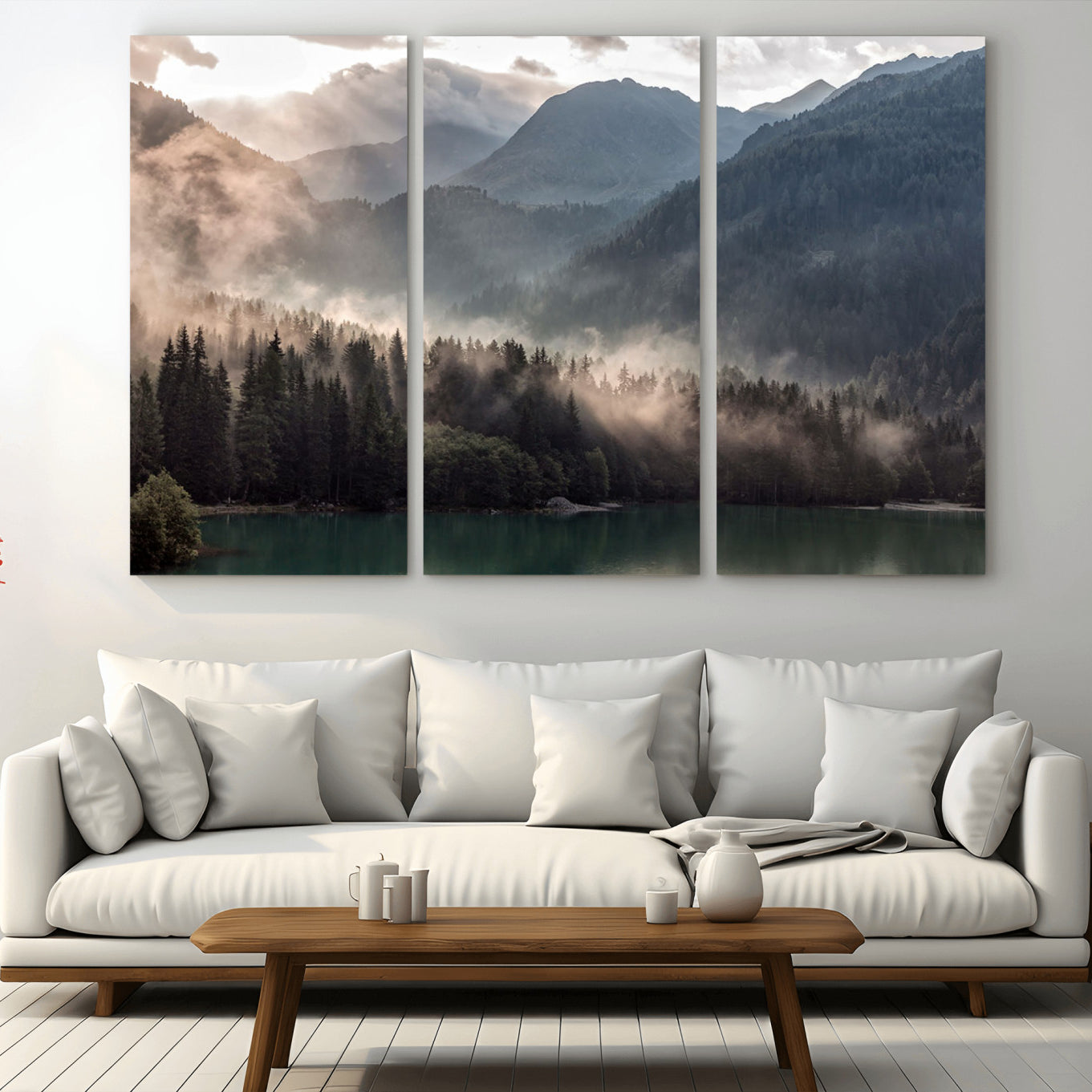 -Foggy Mountain Canvas Print Forest Wall Art