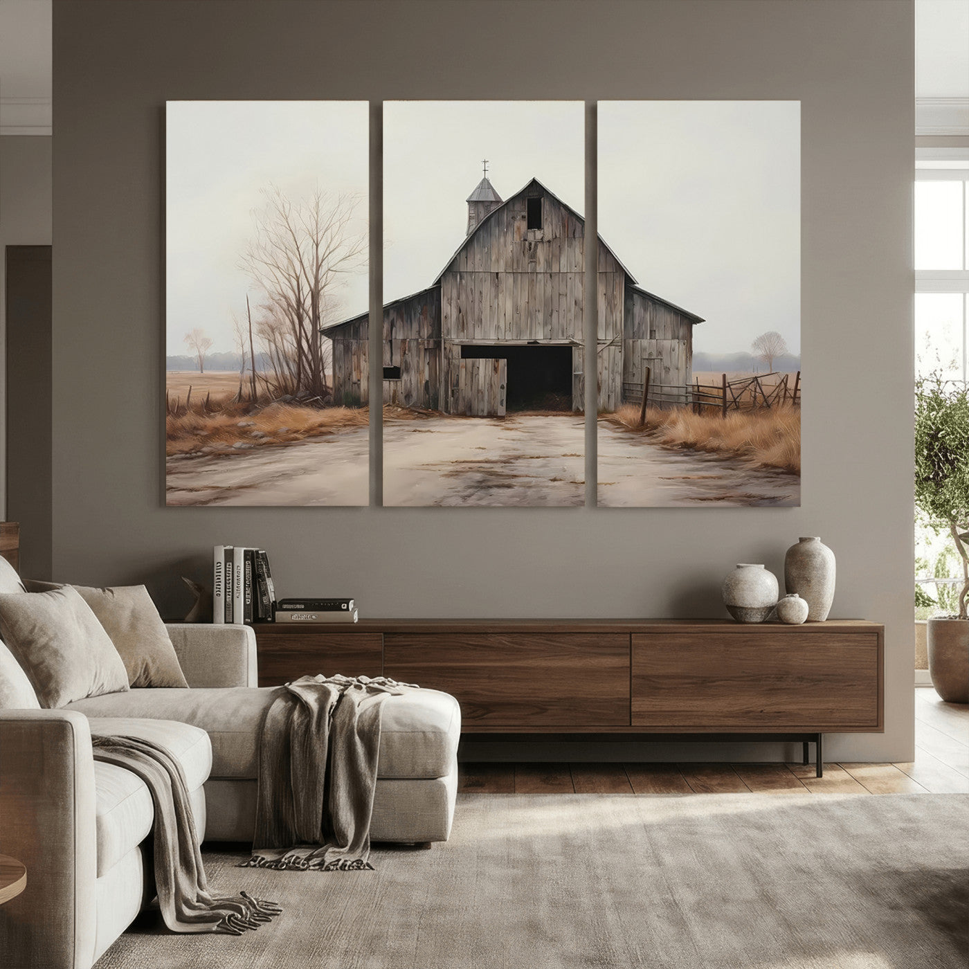 11602-MGV-CV-36X24 - Farmhouse Rustic Barn Wall Art Canvas Print – Framed and Ready to Hang – Perfect Addition to