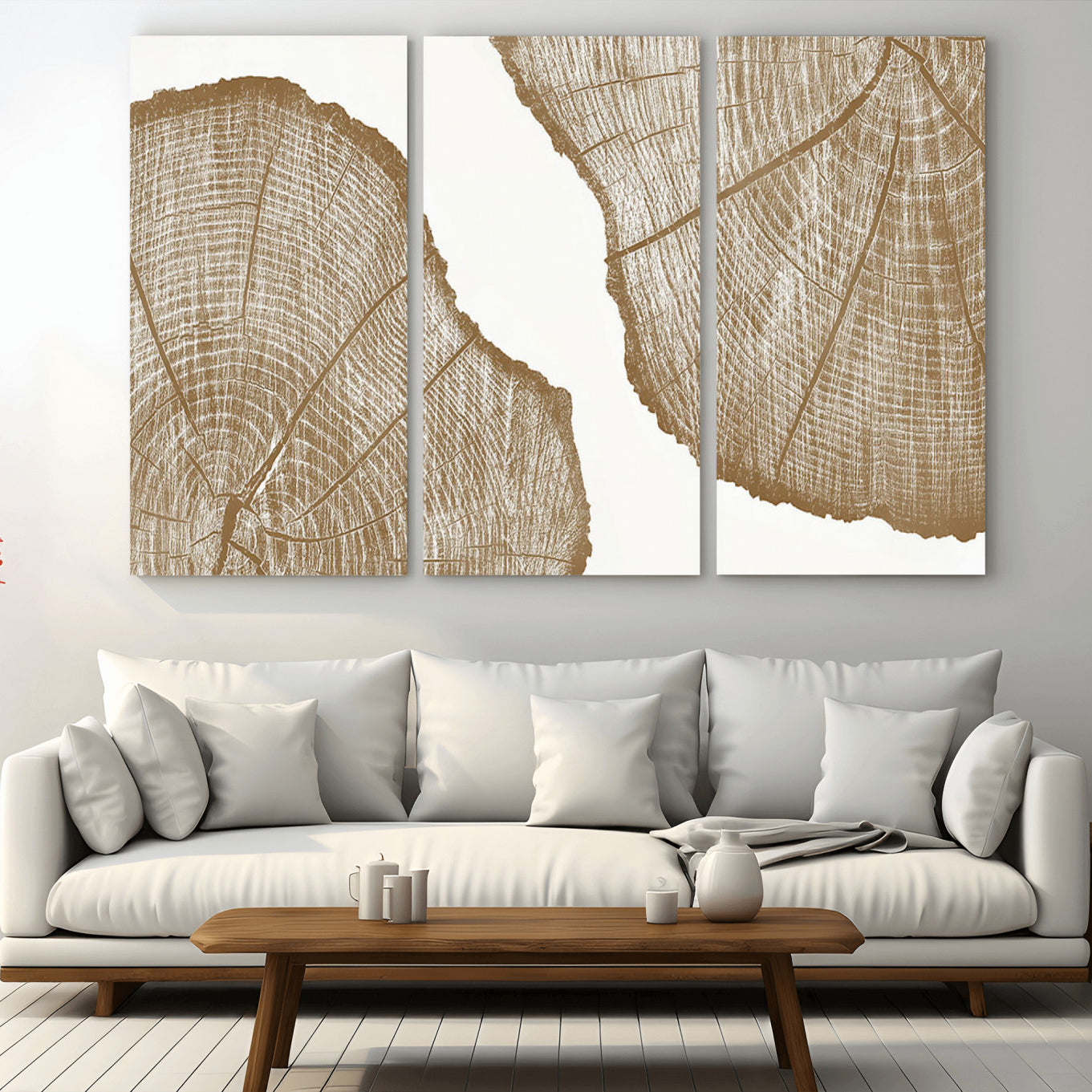 99692-MGV-CV-36X24-Rustic Brown Tree Ring Wall Art Canvas Print – Framed and Ready to Hang – Elegant Nature-Inspired