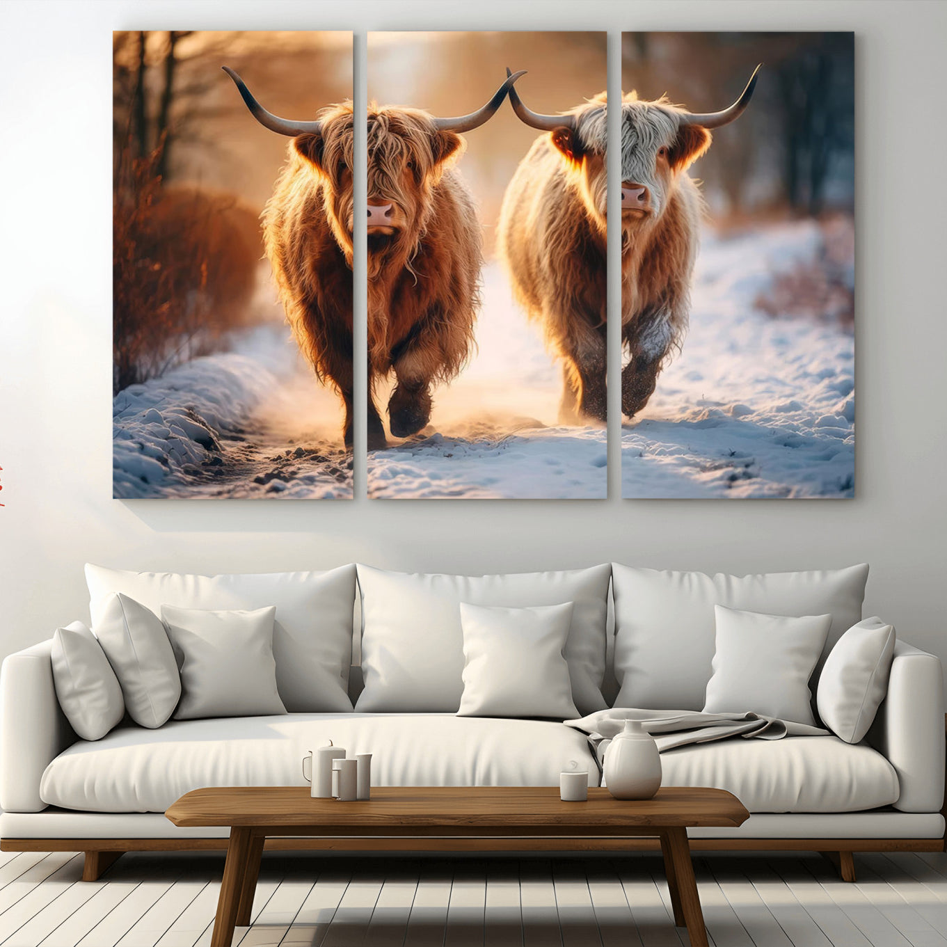 -Scottish Highland Cow Horn Farm Wall Art Canvas Print