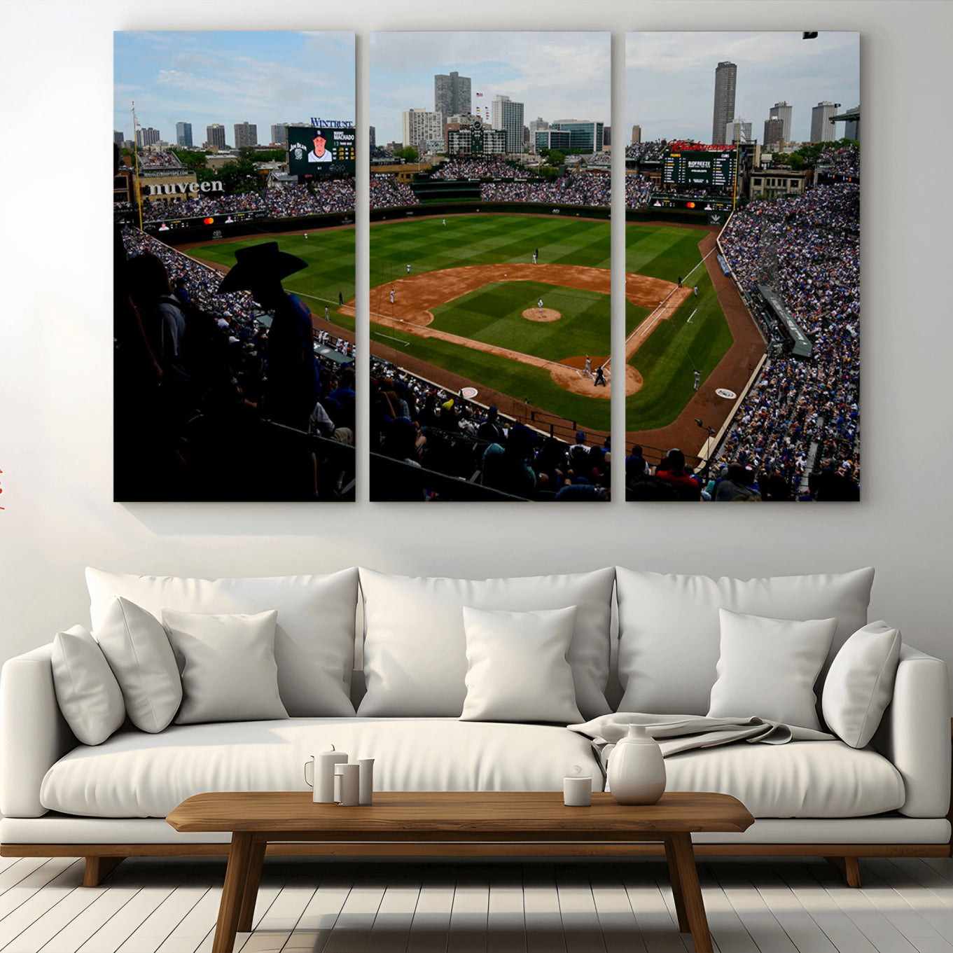 34859-MGV-CV-36X24-Chicago Cubs Baseball Team Print - Wrigley Field Stadium Wall Art Canvas Print