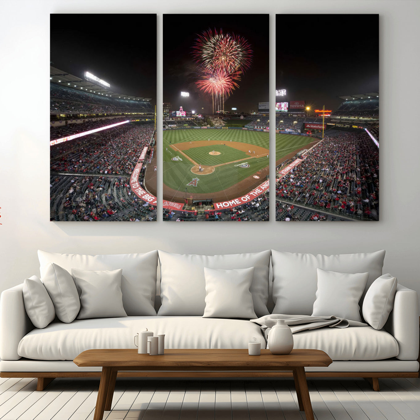 63592-MGV-CV-36X24-Fireworks at Angel Stadium – Los Angeles Angels Canvas Print, Framed Los Angeles Angels Wall Art
