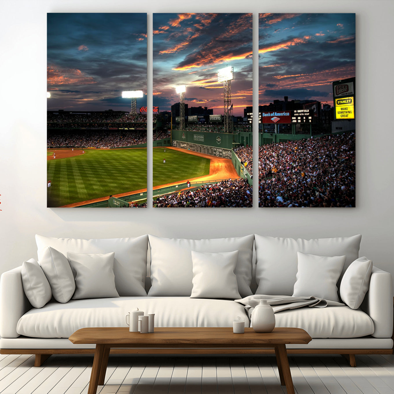 66781-MGV-CV-60X40-3P-Fenway Park Wall Art Canvas Print | Large Baseball Stadium Canvas Print for Boston Red Sox Fans |