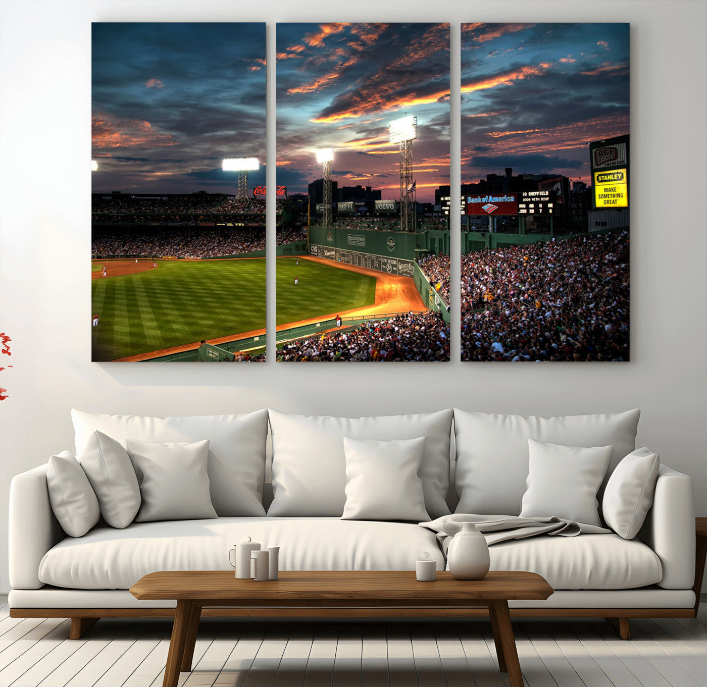 66781-MGV-CV-60X40-3P-Fenway Park Wall Art Canvas Print | Large Baseball Stadium Canvas Print for Boston Red Sox Fans |