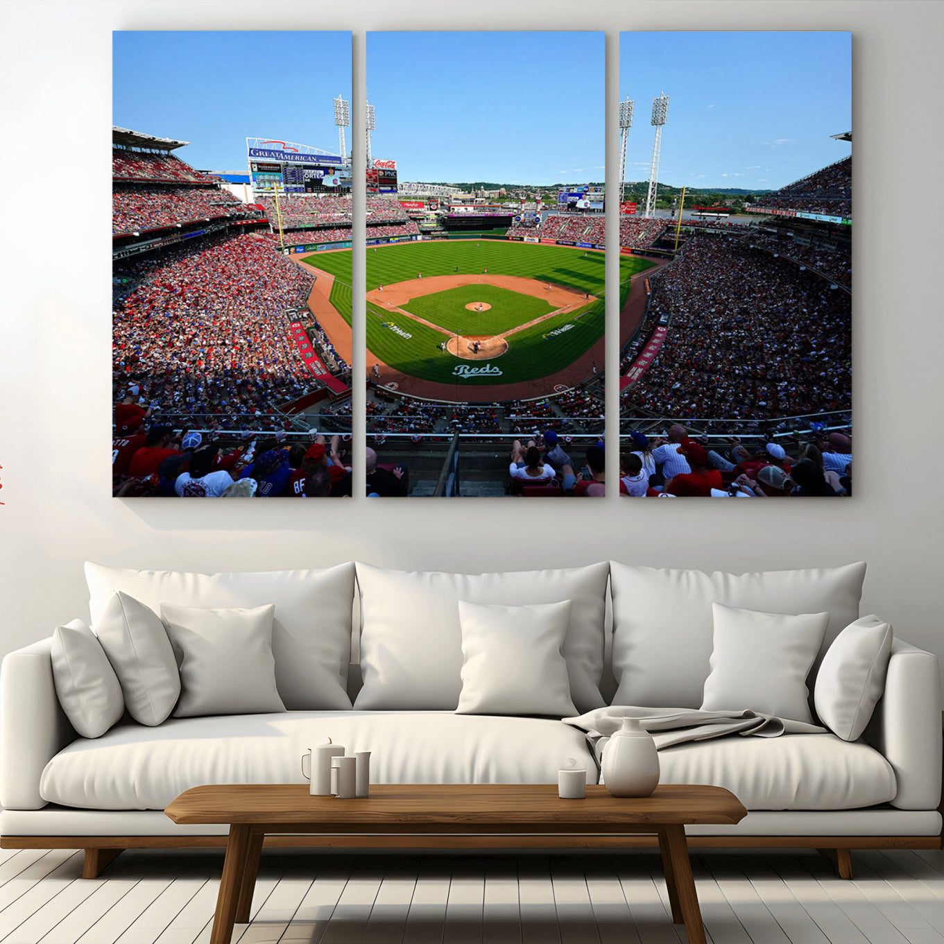 90998-MGV-CV-36X24-Cincinnati Reds Baseball Canvas Print - Great American Ball Park Stadium Wall Art Canvas Print