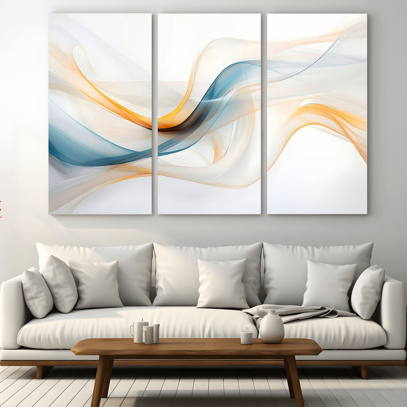 60881-MGV-CV-36X24-Decorative Turquoise Abstract Wave Wall Art Canvas Print