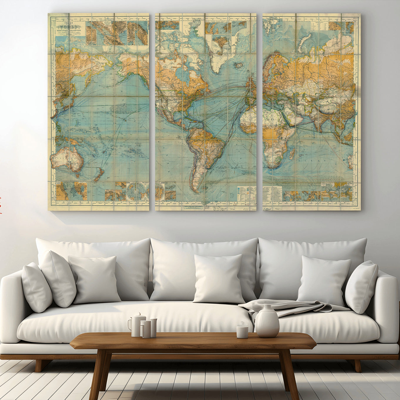 -Push Pin World Map Canvas Print – Travel Tracker Wall Art for Couples, Perfect Anniversary Gift for Home or Office Decor
