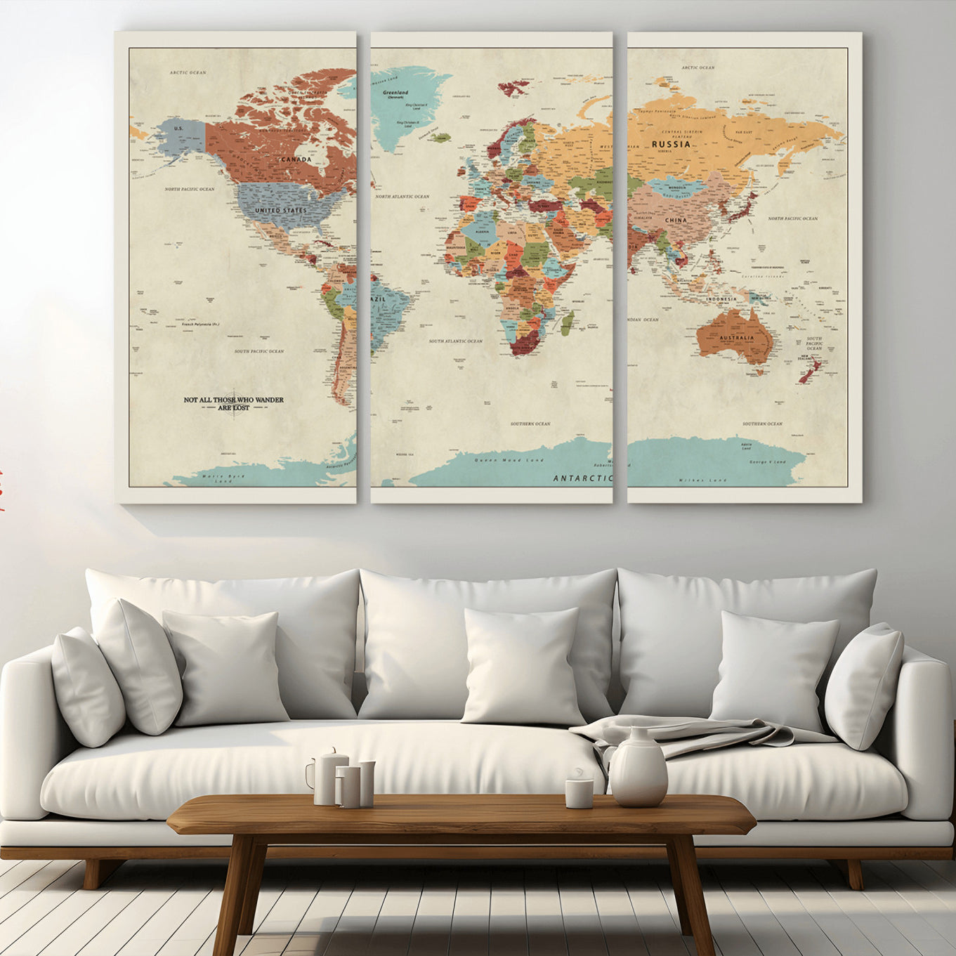 -Push Pin World Map Canvas Print – Travel Tracker Wall Art for Couples, Perfect Anniversary Gift for Home or Office Decor