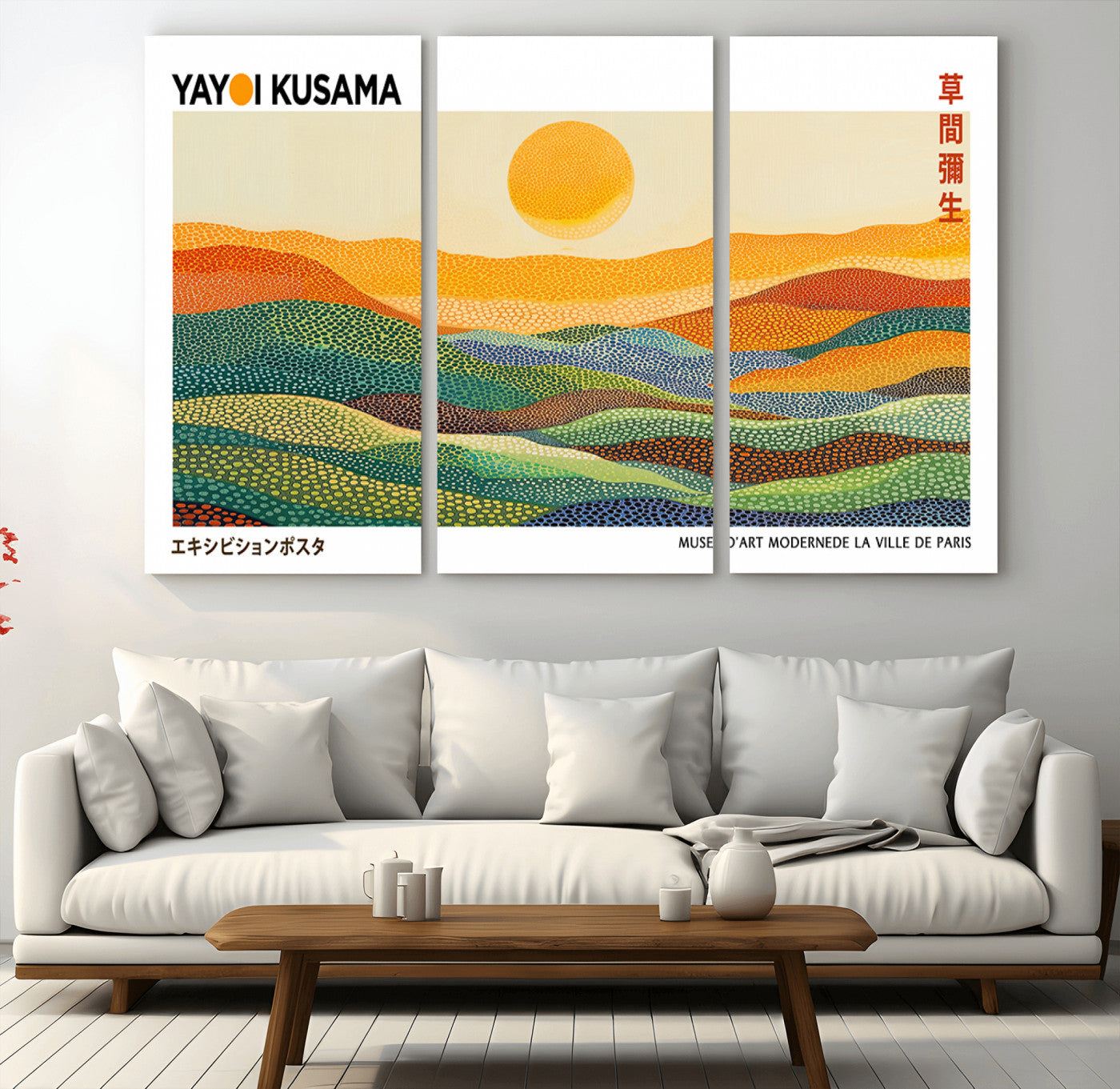 35117-MGV-CV-36X24-Framed Yayoi Kusama 1986 Wall Art Print – Japanese Wall Art Print, Wabi Sabi Yayoi Kusama Print -