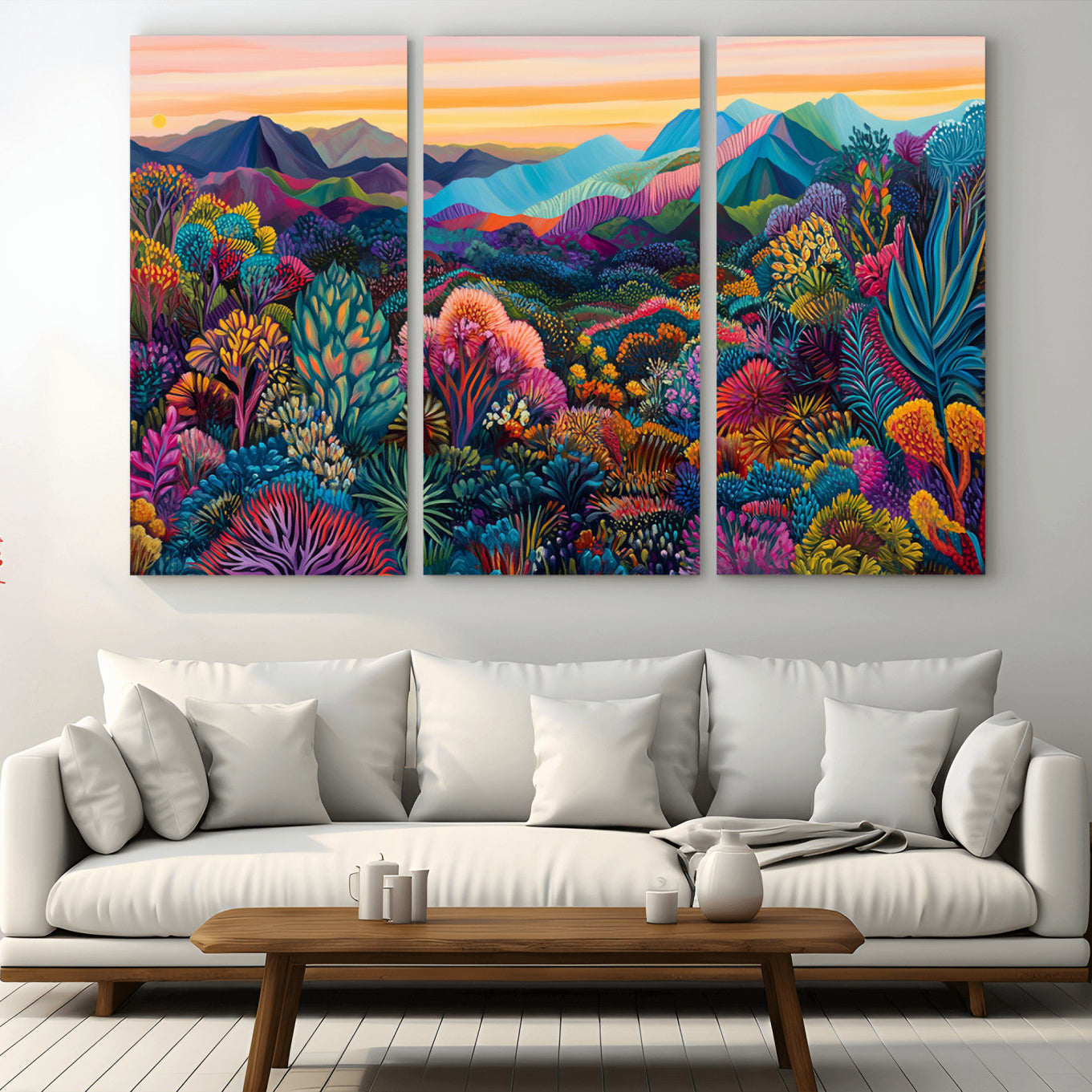 63728-MGV-CV-36X24-Colorful Abstract Landscape Wall Art Print Canvas - Vibrant Modern Decor for Living Room, Office, or