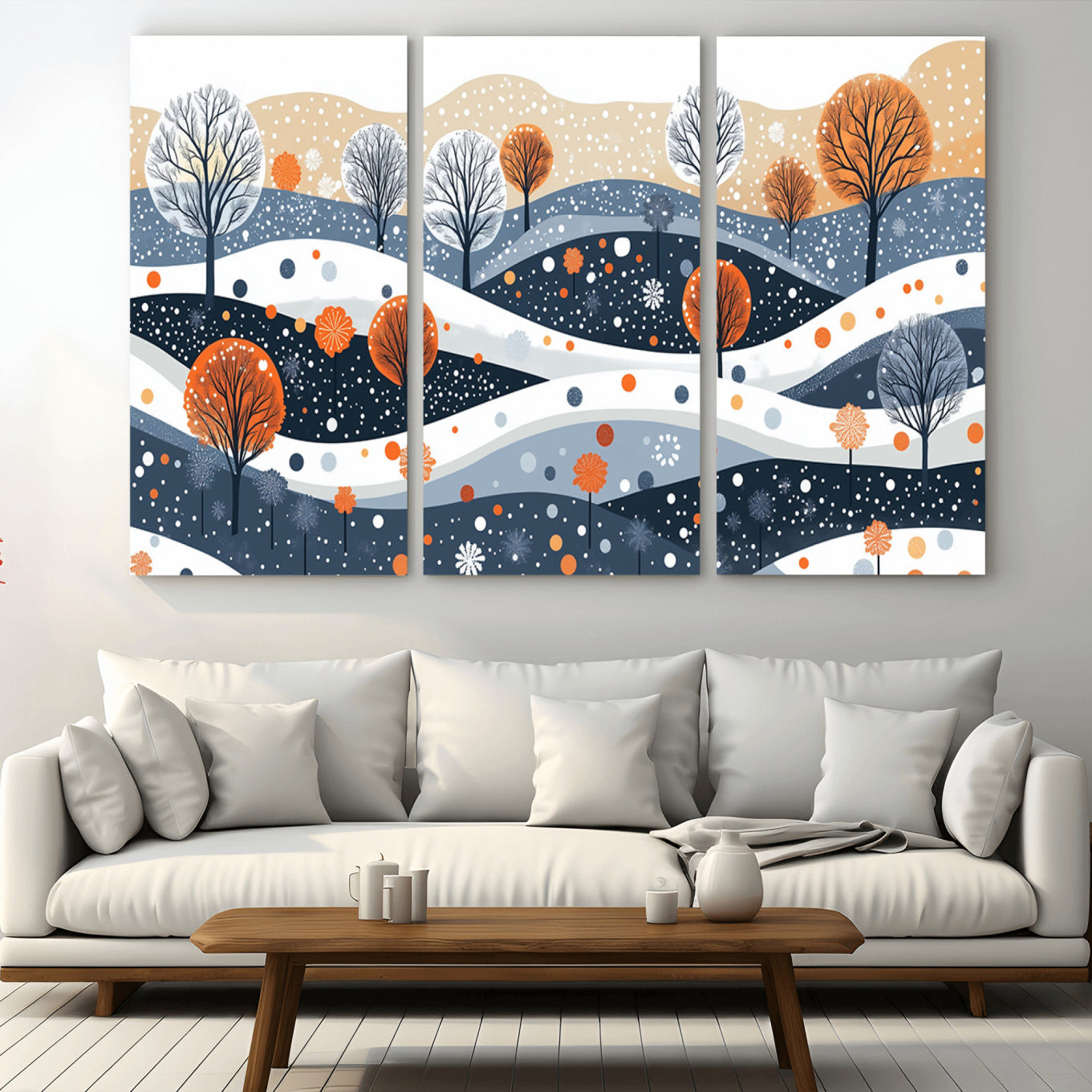 22651-MGV-CV-36X24-Abstract Winter Landscape Canvas Wall Art Print - Large Colorful Nature Wall Decor