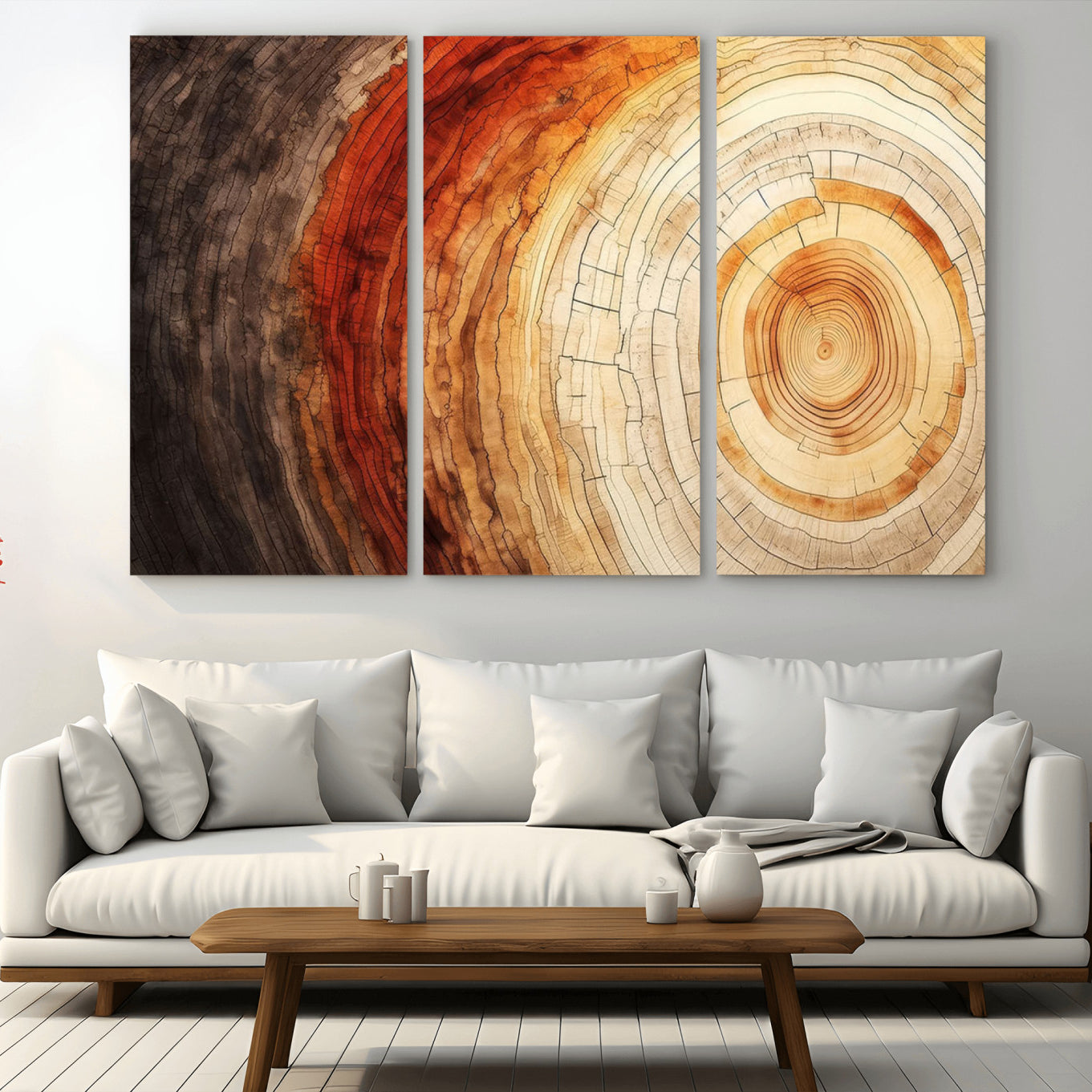 57529-MGV-CV-36X24-Tree Ring Print on Canvas Wall Art, Tree Stump Print, Wood Wall Art Living Room, Abstract Natural
