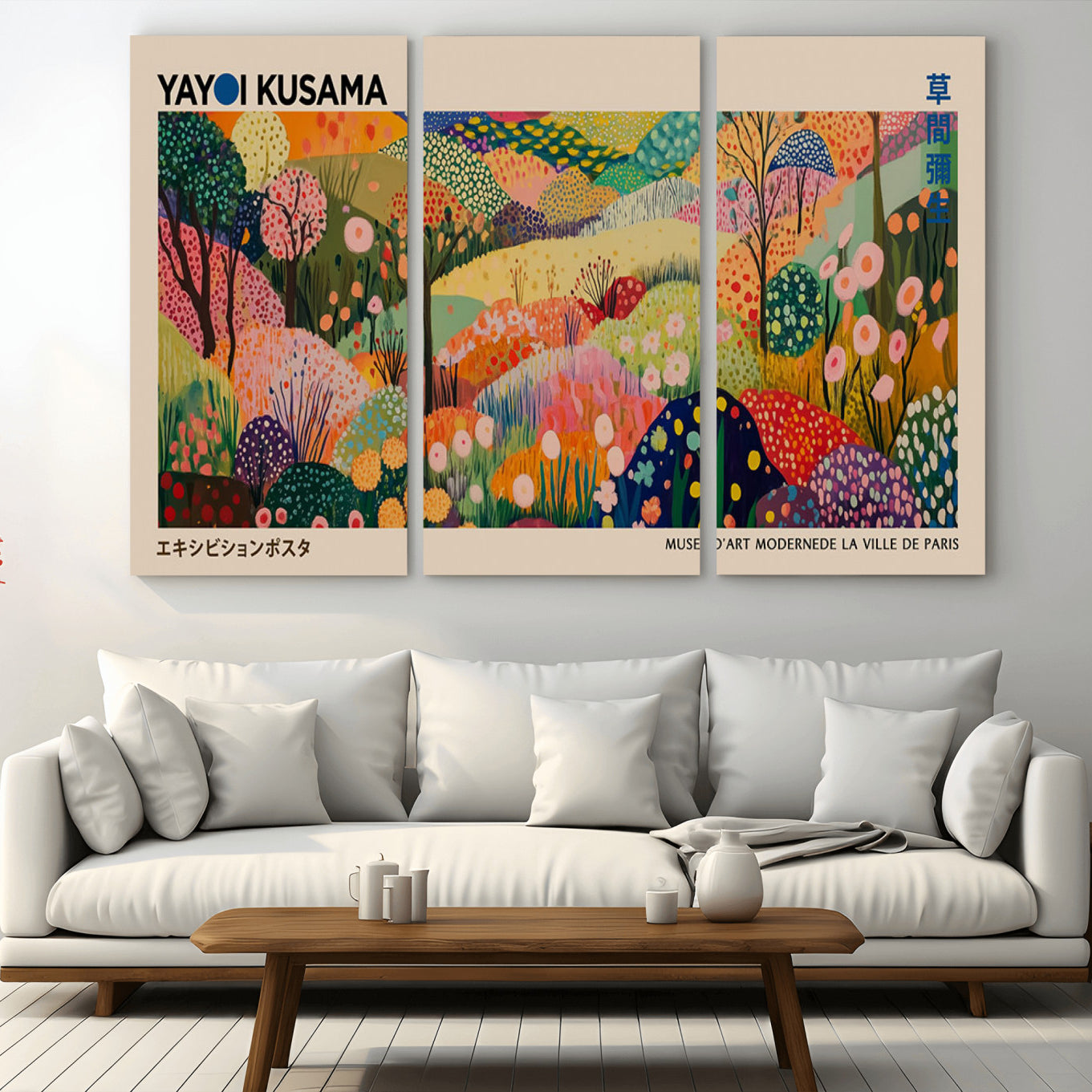 -Yayoi Kusama Japanese Art Canvas Print, Abstract Art, Large Yayoi Kusama Framed Print, Japanese Wabi