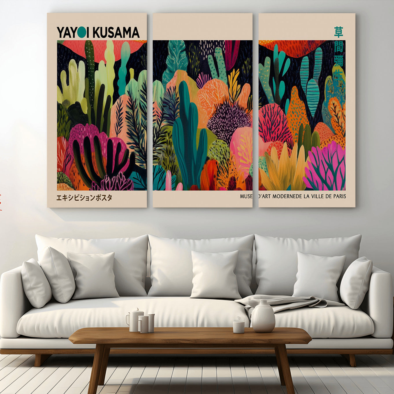 -Yayoi Kusama Wall Art Canvas Print, Abstract Art, Large Yayoi Kusama Framed Canvas Print, Japanese