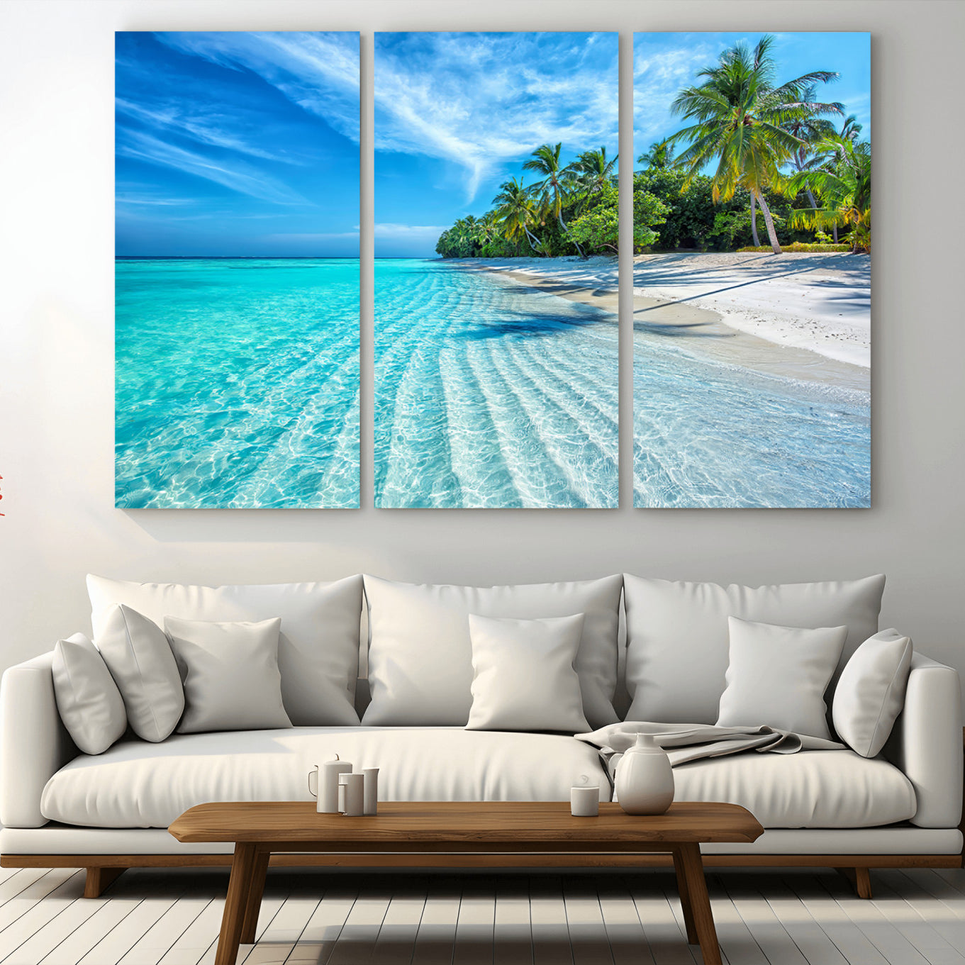 14788-MGV-CV-36X24-Tropical Beach Wall Art Canvas Print - Serene Ocean Landscape with Crystal Clear Turquoise Water and