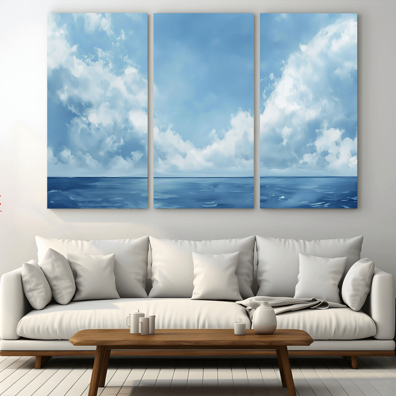57554-MGV-CV-36X24-Abstract Ocean Print Artwork- Serene Blue Ocean Canvas Wall Art - Minimalist Ocean and Sky Canvas