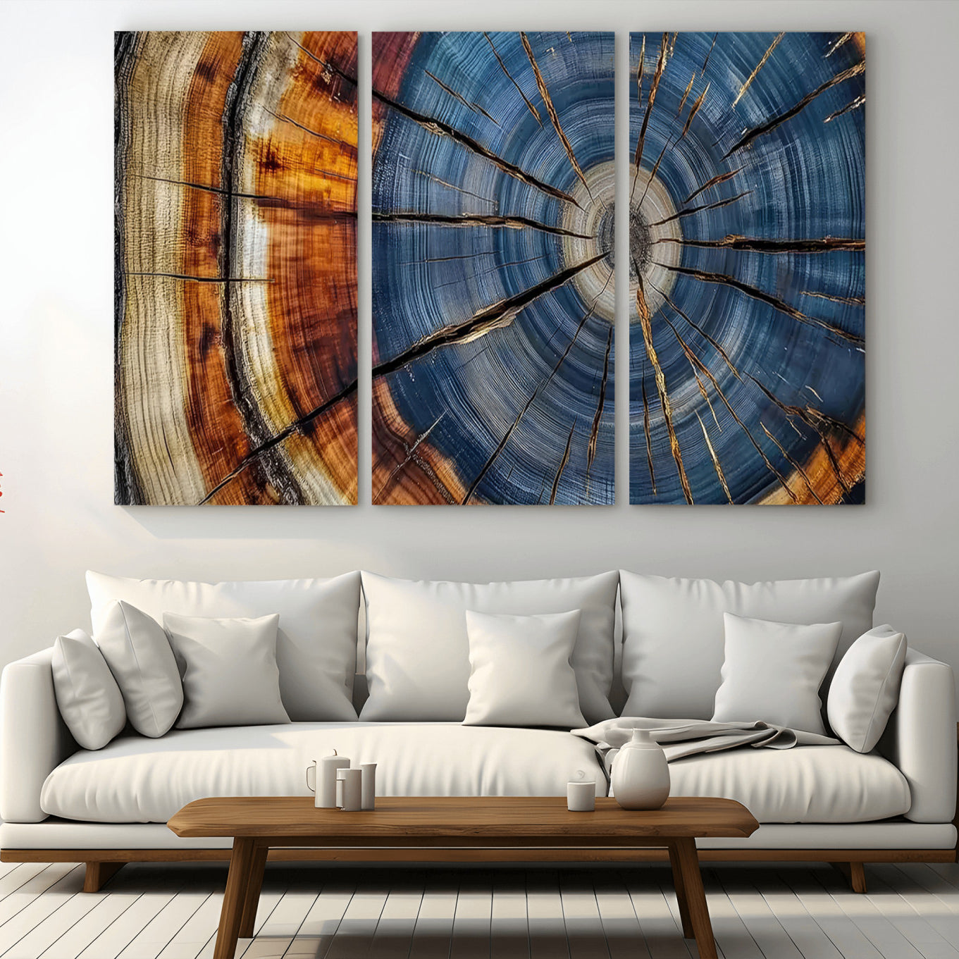 10583-MGV-CV-36X24-Abstract Tree Rings Canvas Wall Art - Wood Grain Canvas Print - Nature-Inspired Modern Wood Grain