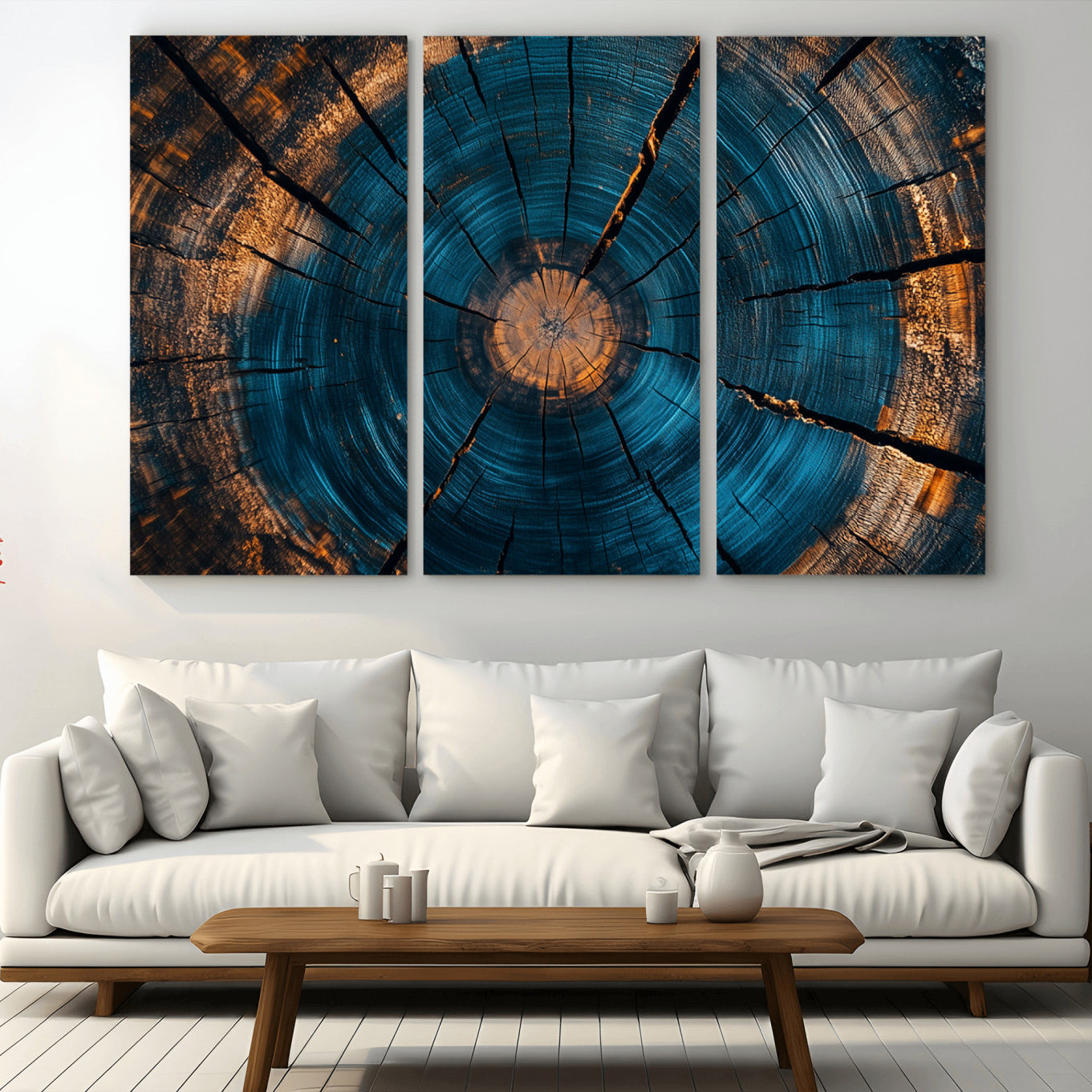 13398-MGV-CV-36X24-Abstract Tree Rings Wall Art Canvas Print Wood Grain Rings Artwork Nature Woodland Modern Wall Decor for Home, Office
