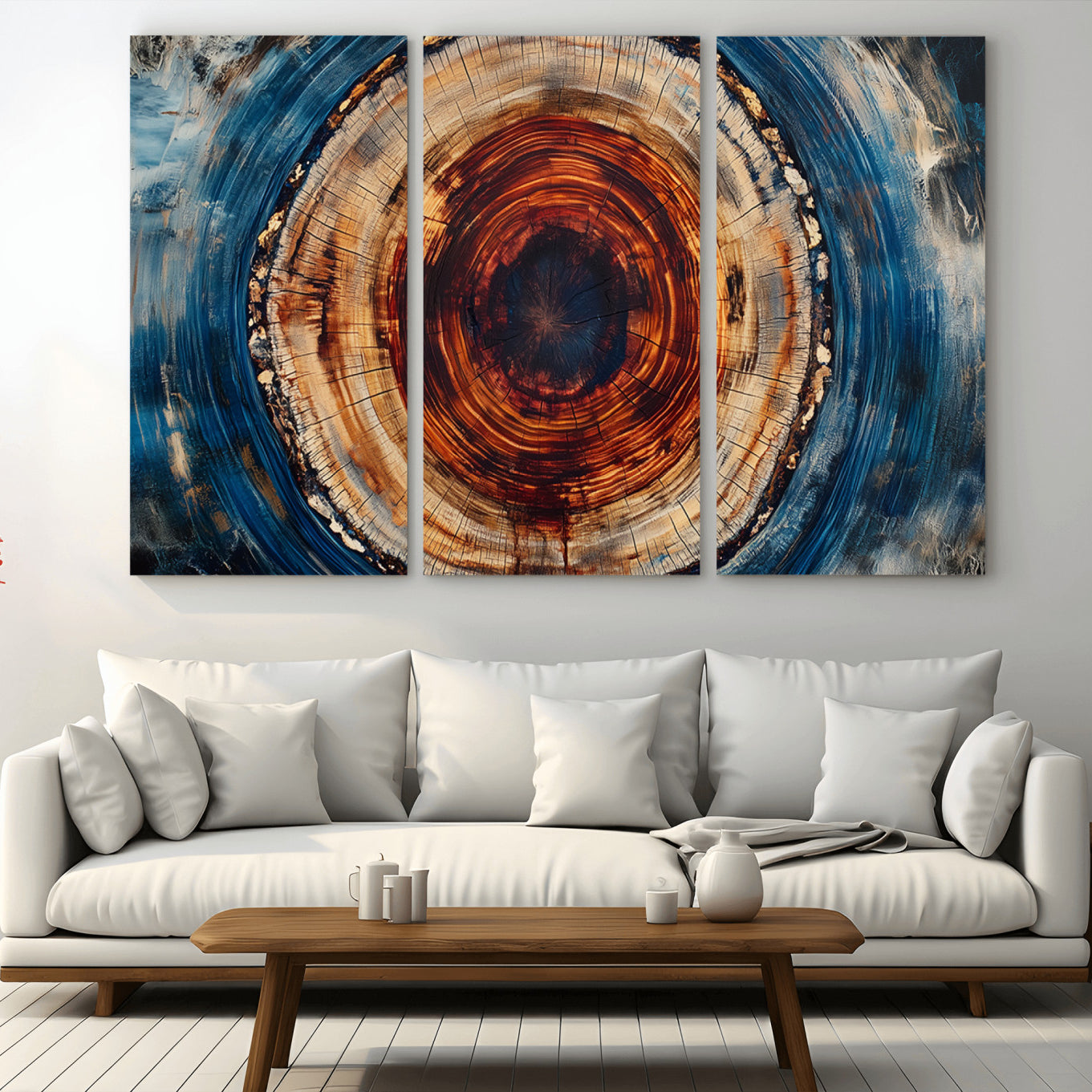 90395-MGV-CV-36X24-Abstract Framed Tree Rings Wall Decor, Wood Grain Rings Artwork Print, Nature Woodland Modern Wall