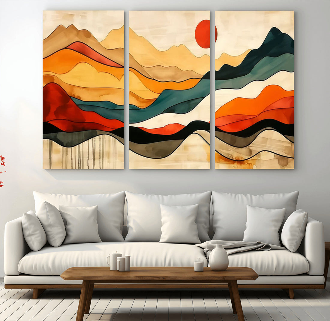 Abstract Mountain Wall Art | Framed Colorful Landscape Canvas