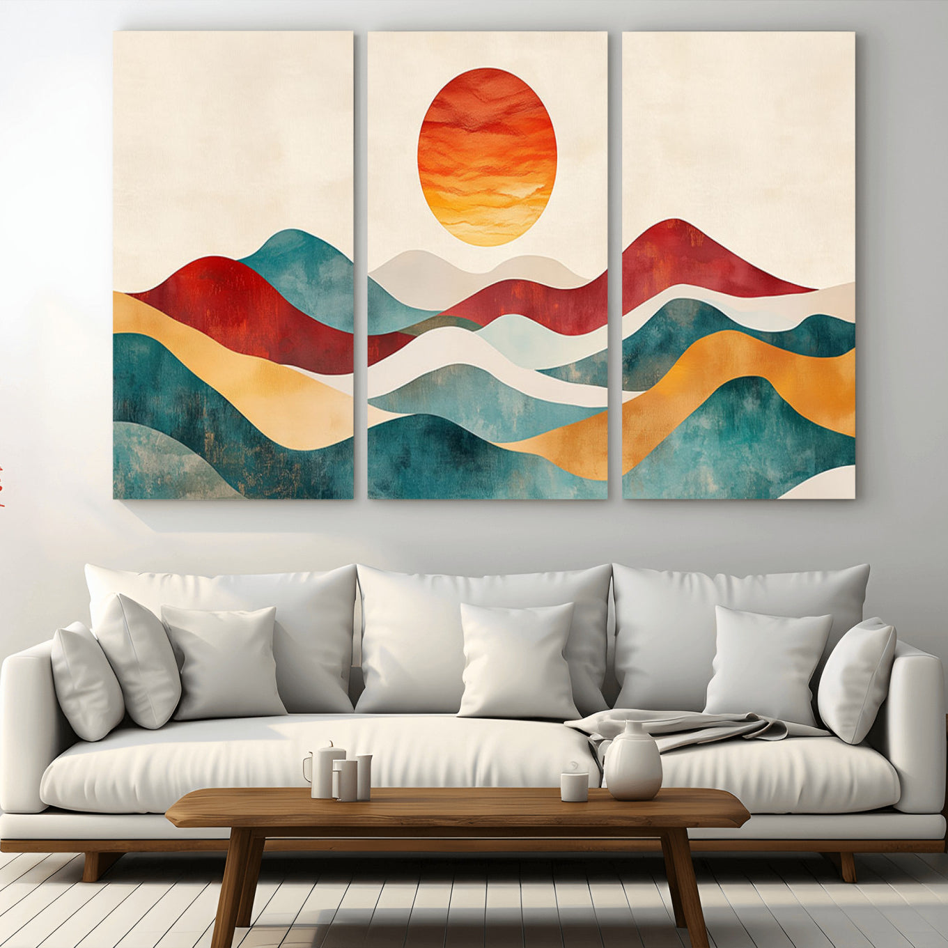 79094-MGV-CV-36X24-Southwest Mountain Canvas - Boho Triptych Wall Art - Rustic Woodland Nursery Decor - Abstract Nature
