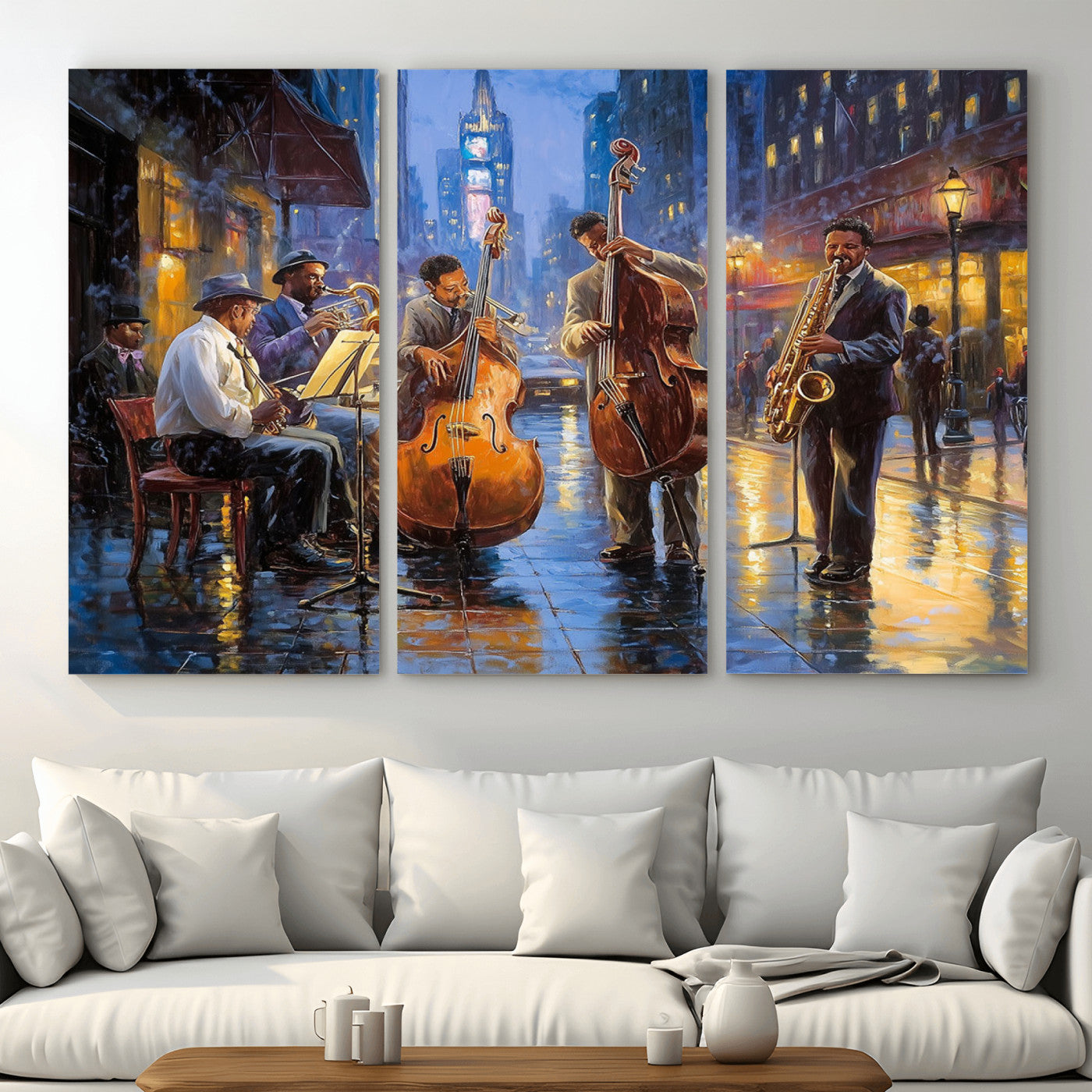 58694-MGV-CV-48X32-3P - Colorful Jazz Wall Art - African American Music Canvas Print - Framed Abstract Music Poster for Home