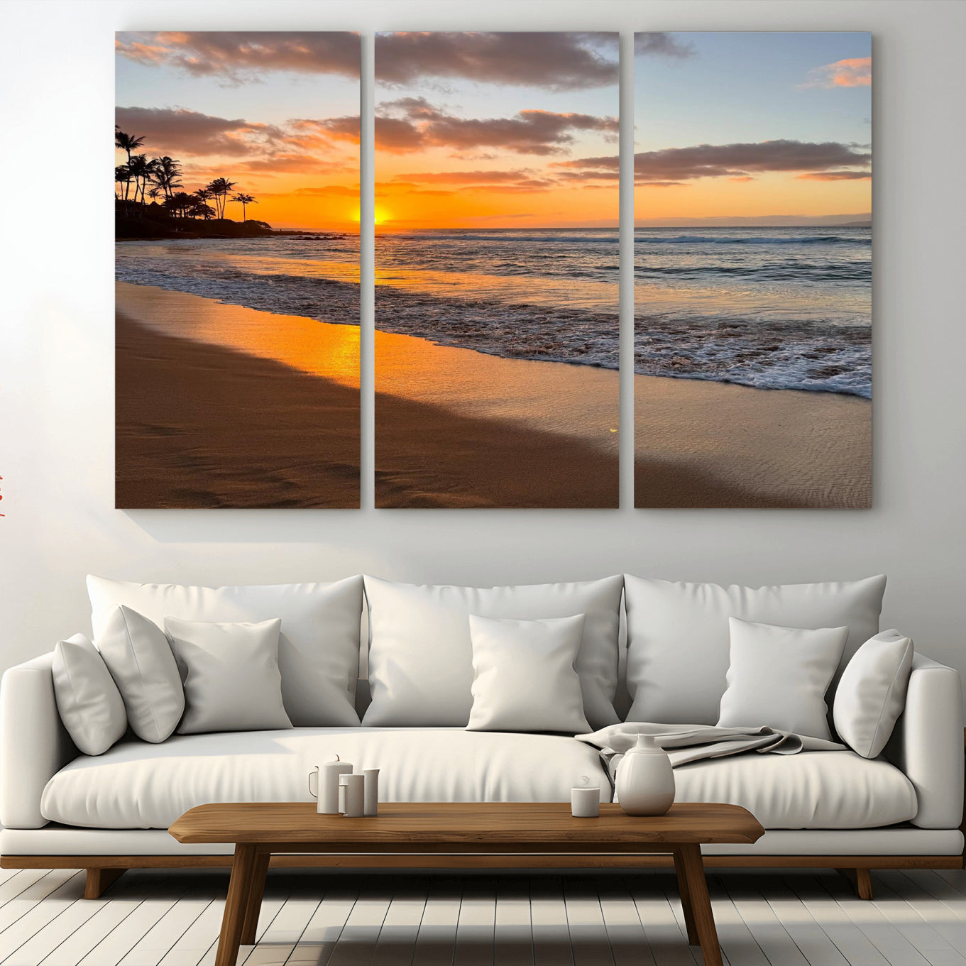 Nadir-MGV-CV-36X24-Sunset Wall Art Print - Stunning Beach Sunset Canvas Artwork for Elegant Home or Office Coastal