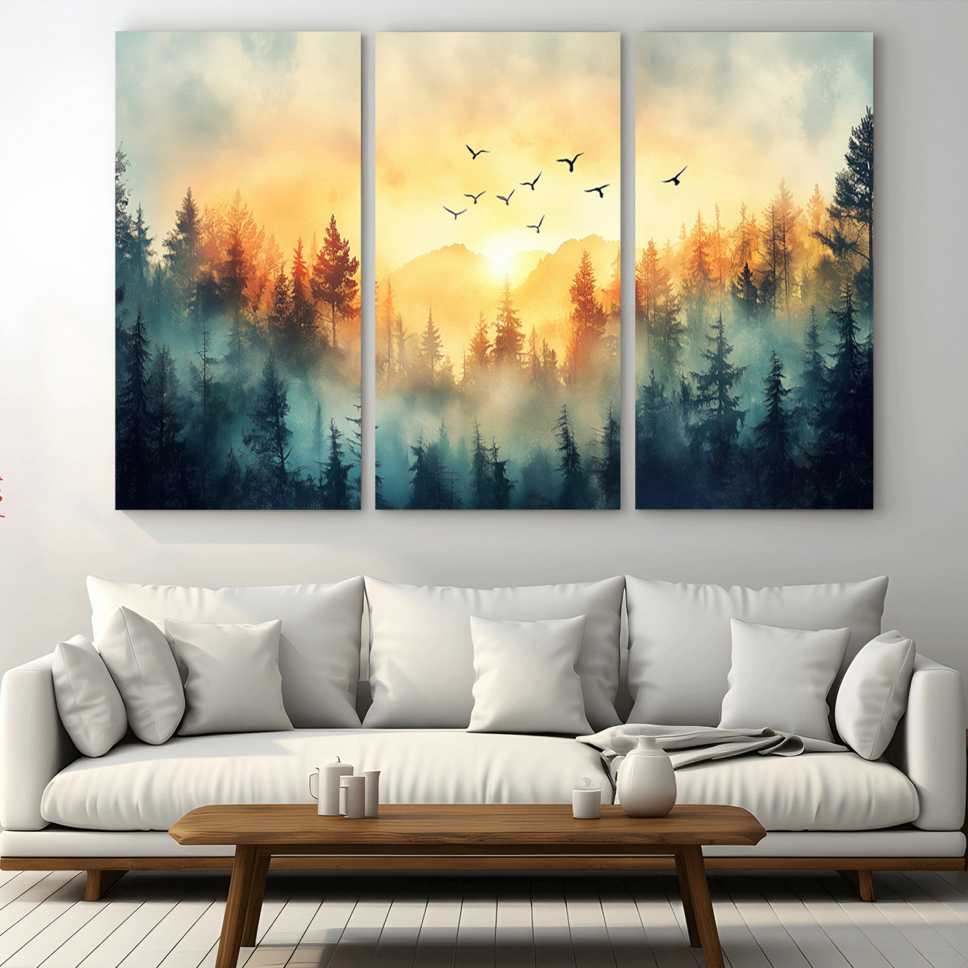 -Abstract Forest Wall Art Print- Serene Nature Canvas Print with Misty Forest Design for Modern Home