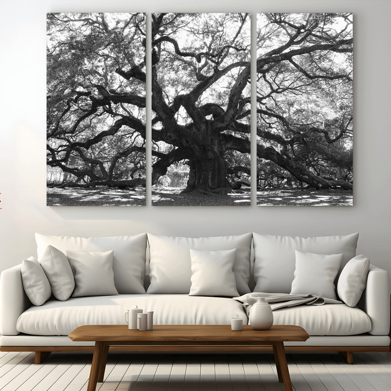 -Ancient Oak Wall Art Canvas Print, Framed Twisted Branches Art Picture Print, Gnarled Tree Perfect Moody Nature Decor Artwork