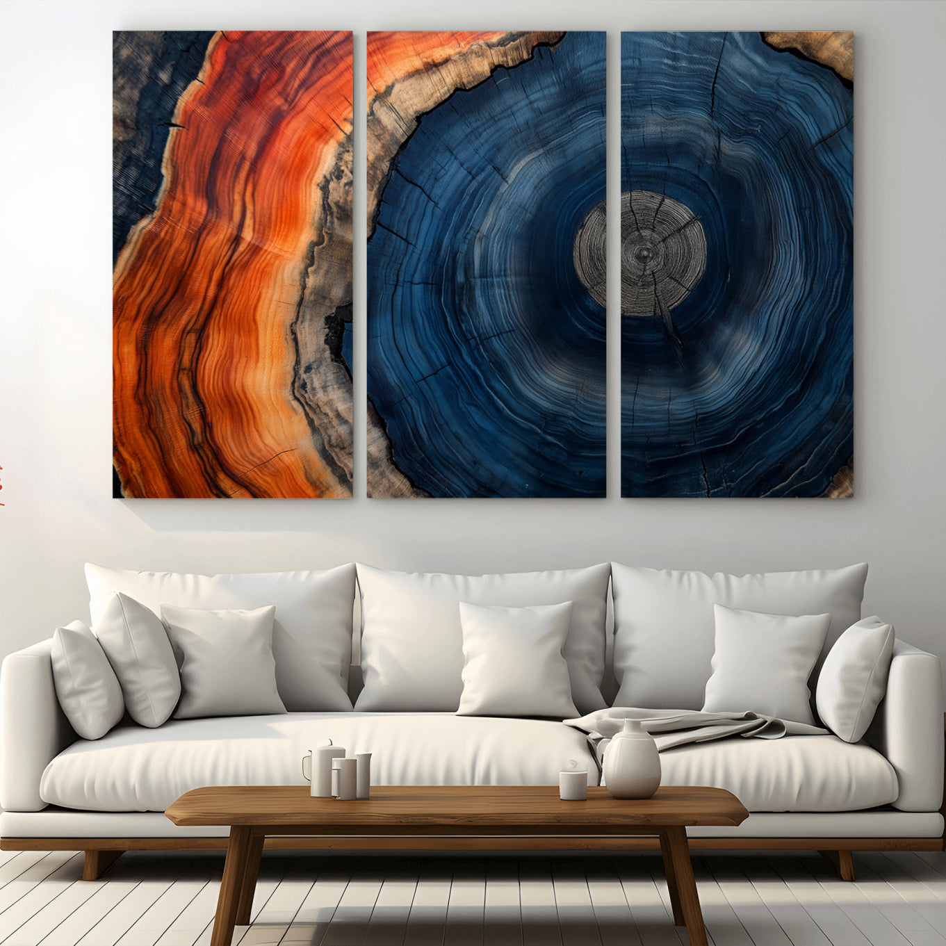 99491700-MGV-CV-36X24-Tree Rings Wall Art Canvas Print, Rustic Wood Print, Framed Natural Texture Art Print, Wood Grain