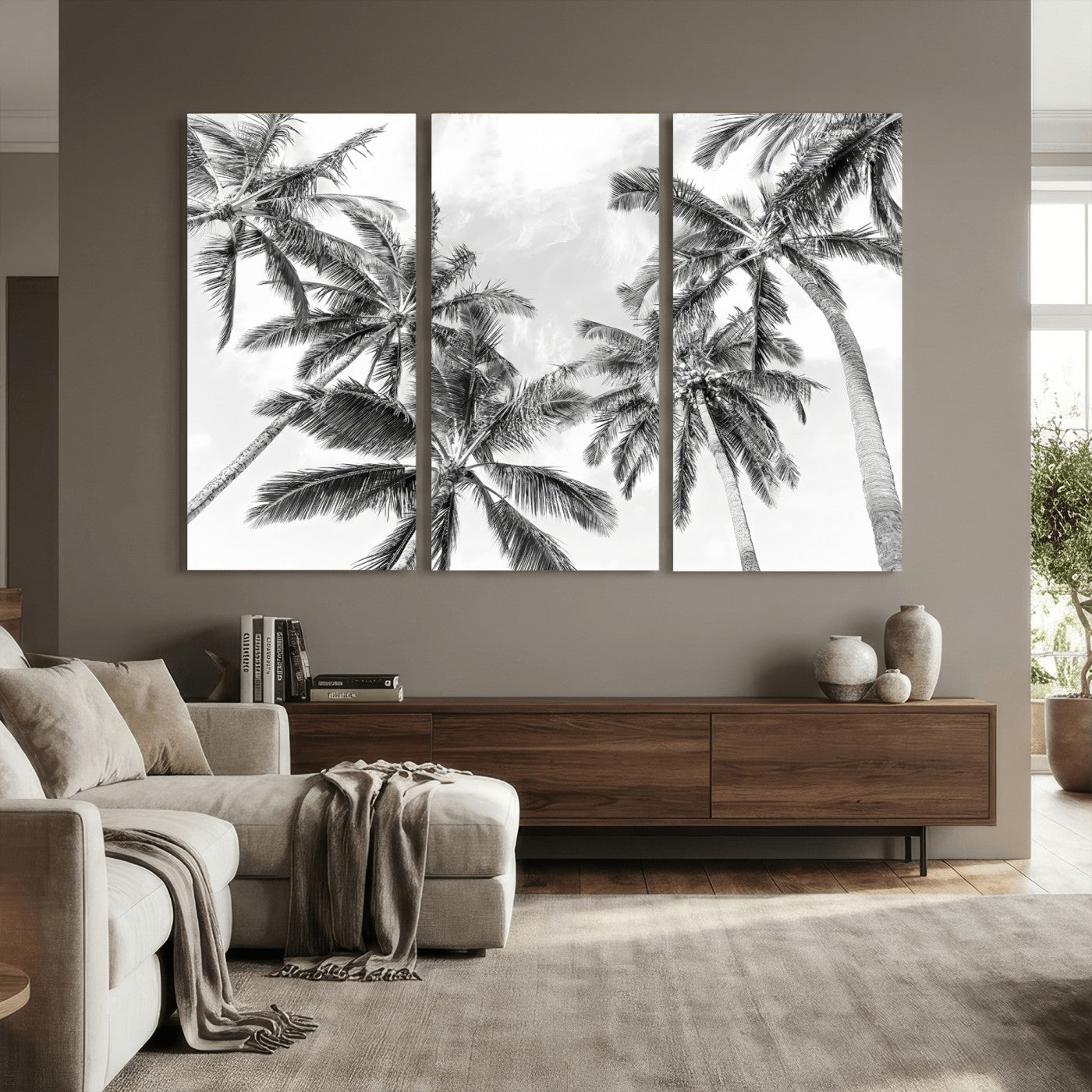 62113786-MGV-CV-36X24 - Palm Trees Wall Art – Tropical Breeze Canvas Print, Vacation Island Silhouette, Coastal Calm and Summer Paradise for Living Room or Beach House Decor