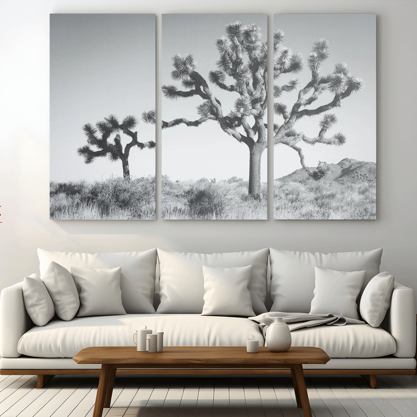 29996209-MGV-CV-36X24-Joshua Tree Wall Art Canvas Print – Framed Black White Desert Landscape Southwestern Nature Artwork for Home Office