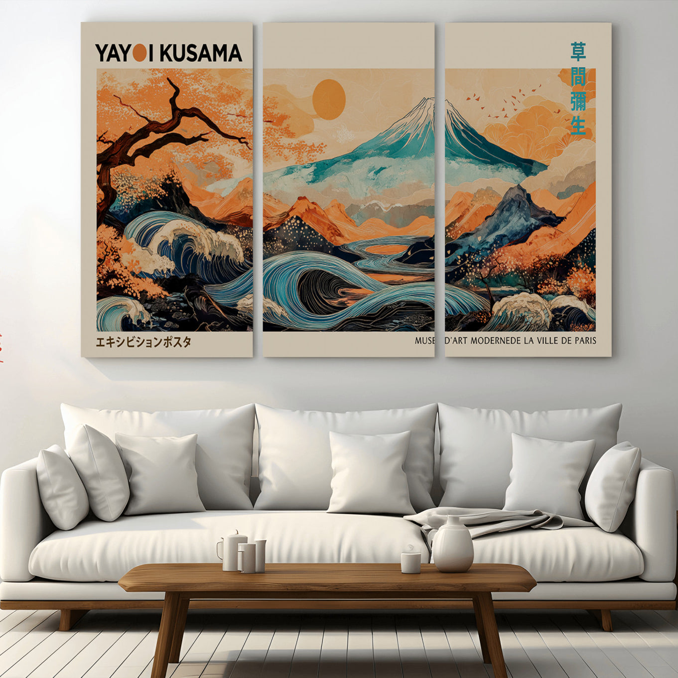 22373530-MGV-CV-36X24-Yayoi Kusama Wall Art Canvas Print – Framed Large Abstract Polka Dot Artwork for Home, Office, Living Room