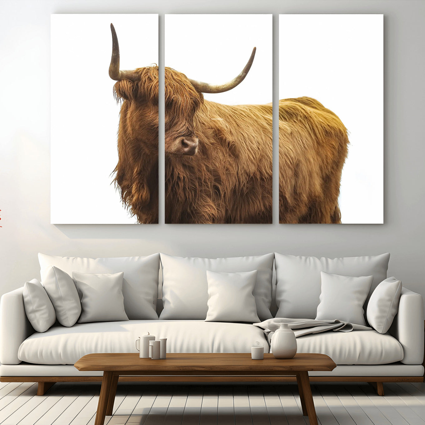 -Highland Cow Wall Art Canvas Print, Framed Farmhouse Wall Art Art Picture Print, Rustic Animal Decor Perfect Rustic Farmhouse Decor Artwork