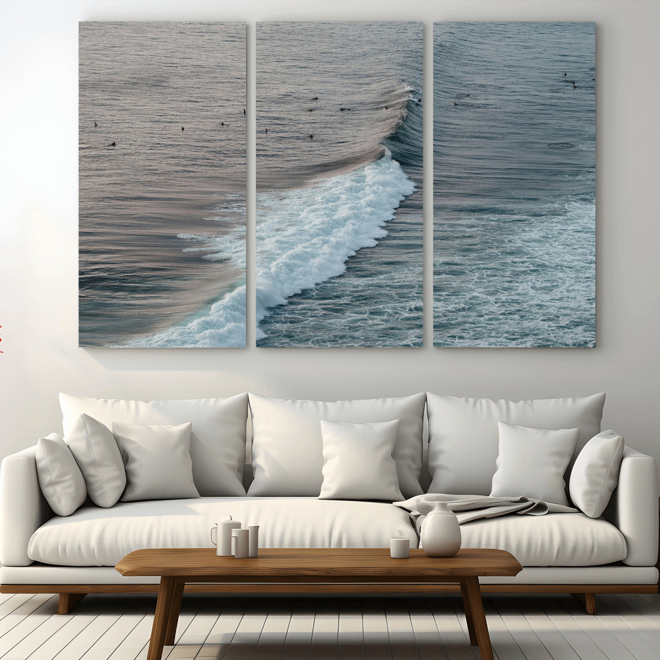 23077324-MGV-CV-36X24-Ocean Waves Wall Art Canvas Print – Framed Coastal Serenity Surf Nature Scene Artwork for Home Office