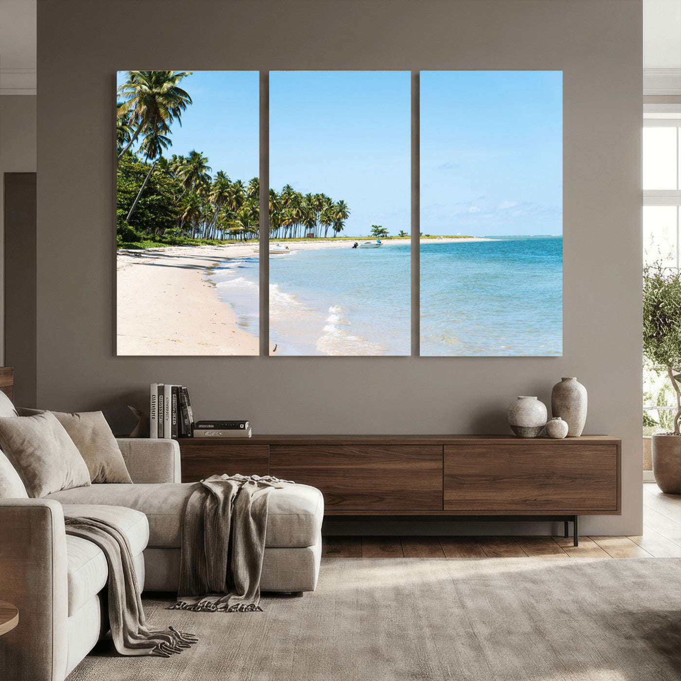 37858872-MGV-CV-36X24 - Palm Tree Paradise Coastal Wall Art – Beach Scene and Ocean Breeze Canvas Print Tranquil Tropical Shore Decor for Living Room, Bedroom or Office