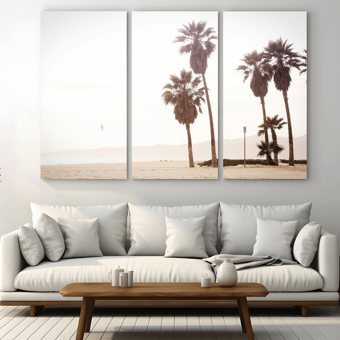 48255923-MGV-CV-36X24-Coastal Light Wall Art Canvas Print – Relaxing Shoreline Minimalist Ocean Tropical Serenity Artwork for Home, Office