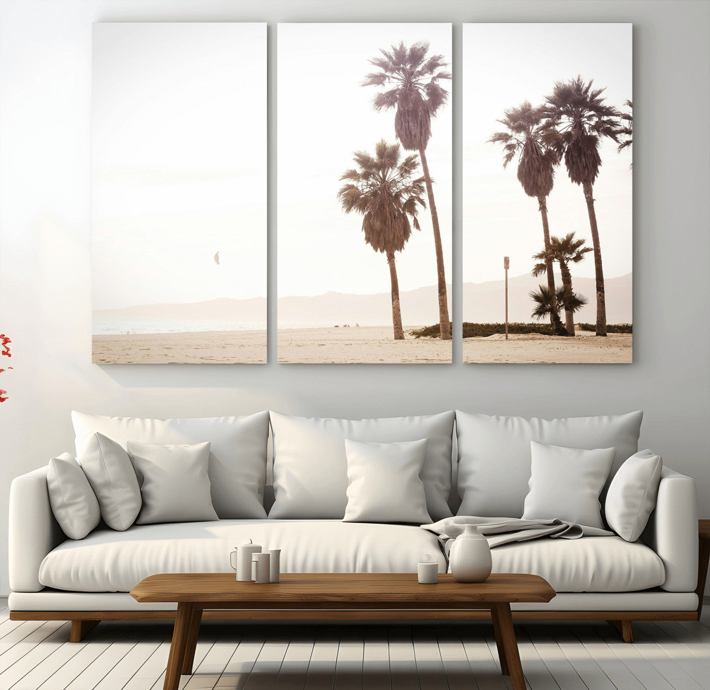 -Coastal Light Wall Art Canvas Print – Relaxing Shoreline Minimalist Ocean Tropical Serenity Artwork for Home, Office