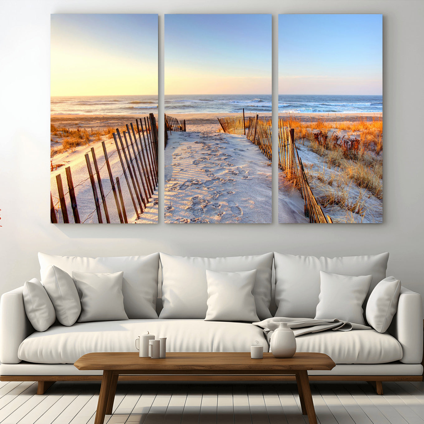 73351887-MGV-CV-36X24-Ocean Sunset Wall Art Canvas Print – Nautical Beach Photography Summer Coastal Serenity Artwork for Home, Office