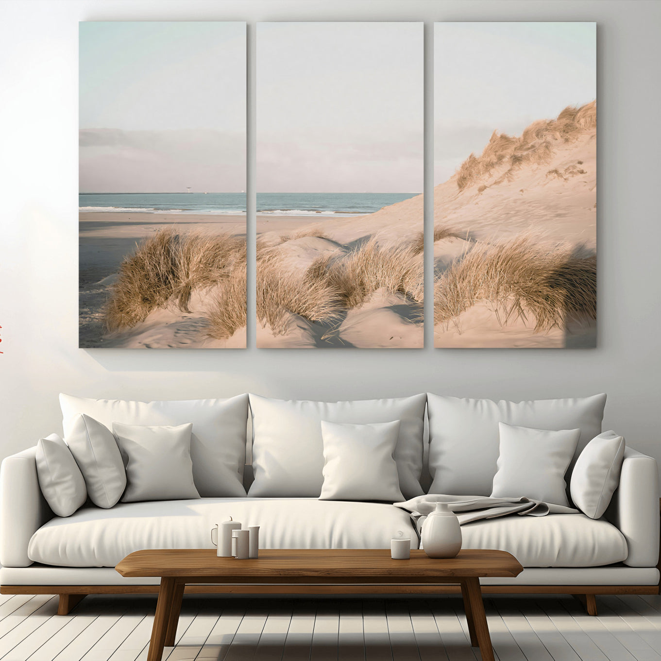 -Beach Landscape Wall Art Canvas Print – Framed Sand Dune Photography Minimalist Seascape Artwork for Home Office