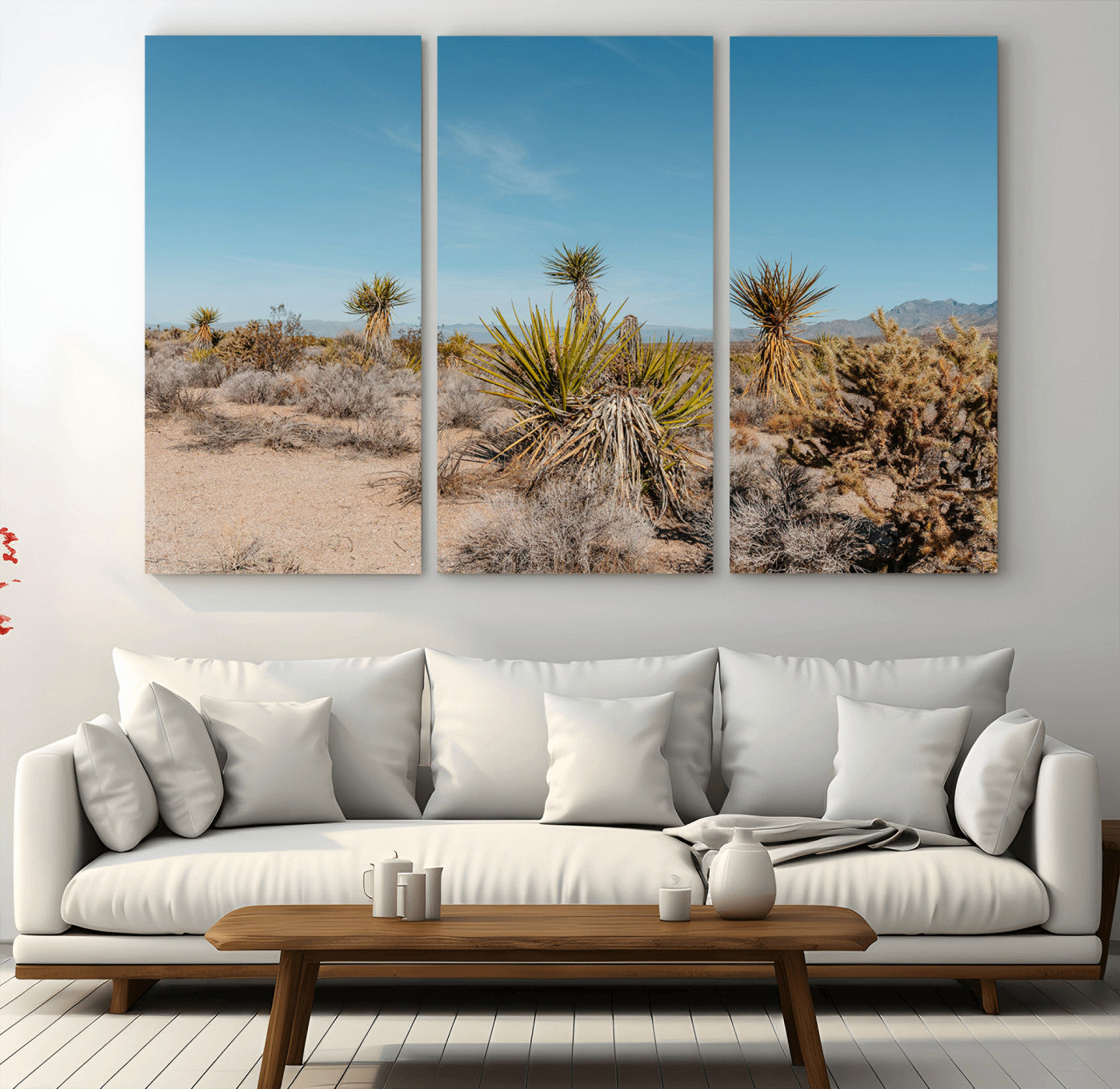35156165-MGV-CV-36X24-Joshua Tree Wall Art Canvas Print – Framed Desert Landscape Warm Earth Tones Southwestern Minimalist Artwork for Home, Office