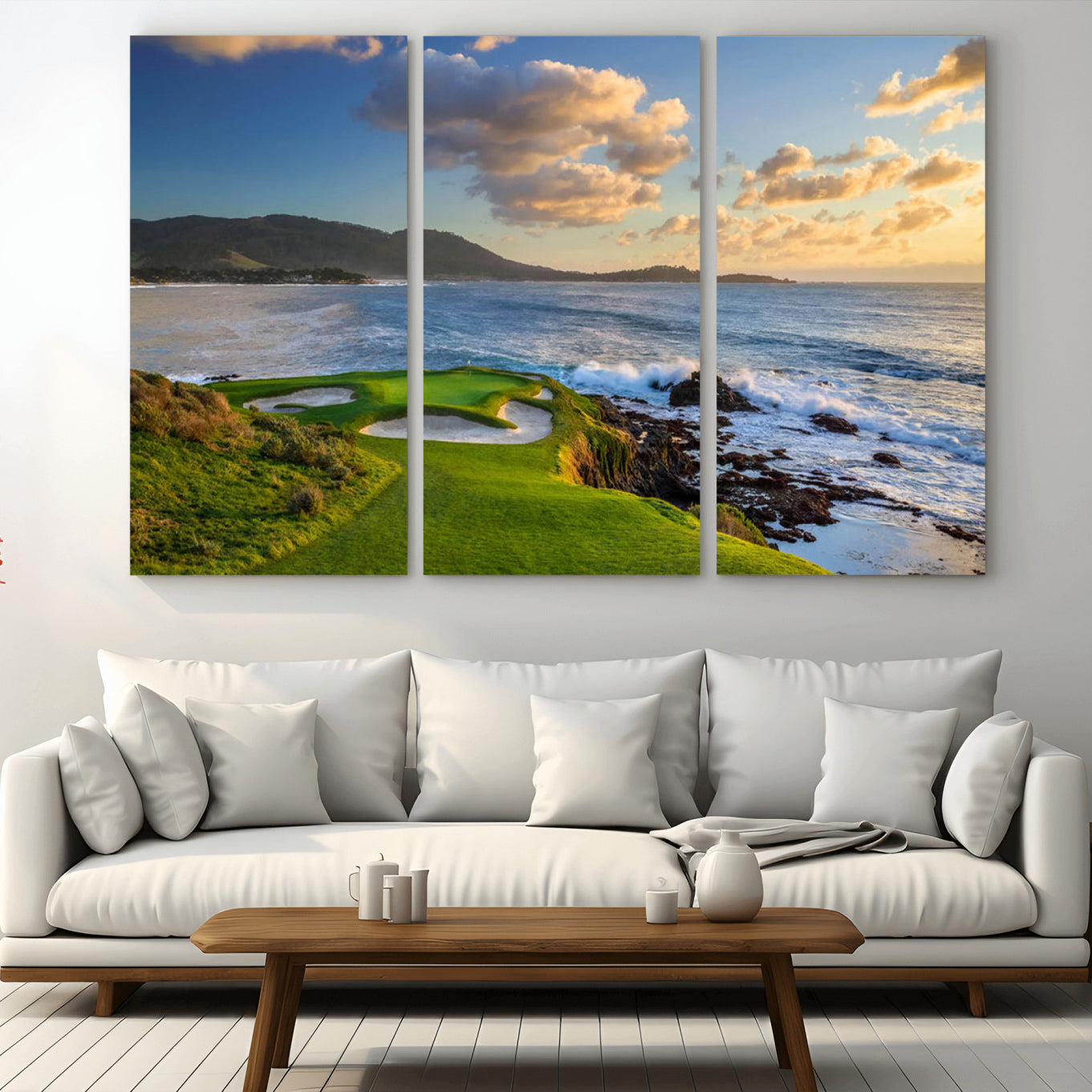 50107048-MGV-CV-36X24-Pebble Beach Golf Links Wall Art Canvas Print – Iconic Coastal Golf Course Artwork for Home, Office, Living Room