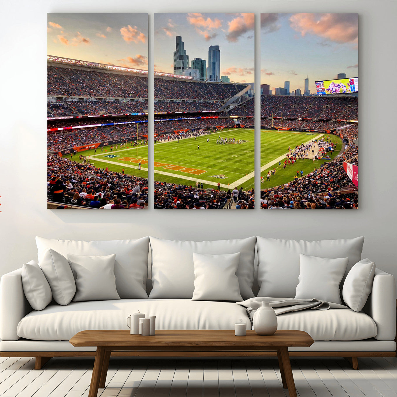 55377093-MGV-CV-36X24-Chicago Bears Soldiers Field Wall Art Canvas Print – Framed Football Stadium Artwork for Home, Office, Living Room