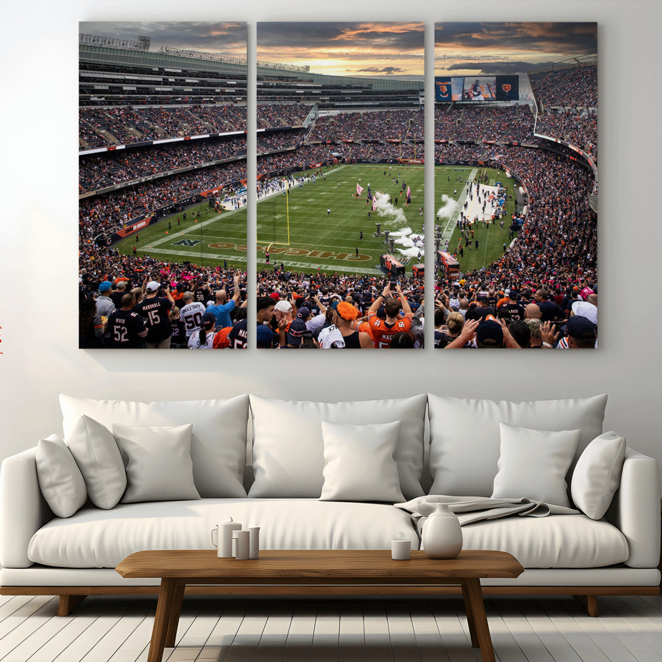 -Chicago Bears Soldiers Field Wall Art Canvas Print – Framed Football Stadium Artwork for Home, Office, Living Room